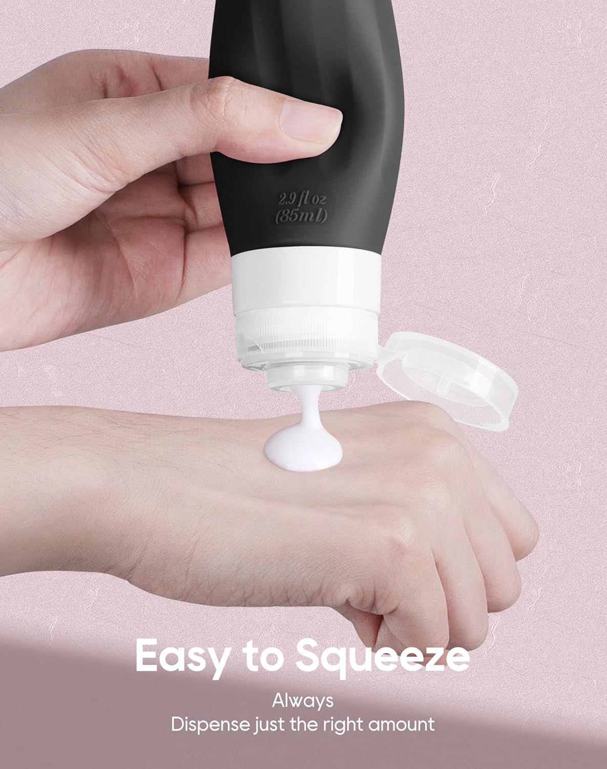 Morfone 16 Pack Silicone Travel Bottles Set for Toiletries TSA Approved Travel Containers Leakproof Squeezable Refillable Accessories 2oz 3oz for Shampoo Conditioner Lotion Liquids (Black Pink)