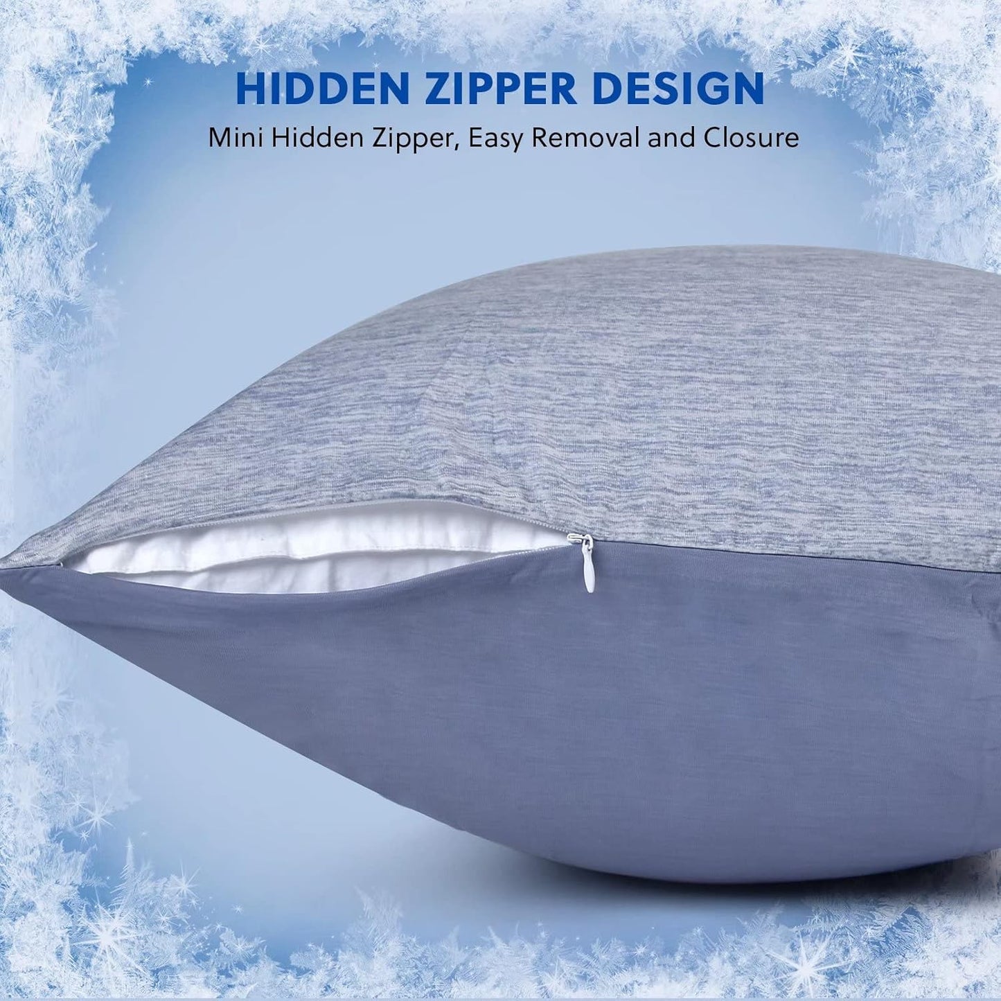 HOMFINE Cooling Pillowcases Standard Size - Double Side Q-Max 0.439 Cooling Fiber for Pillow Protector, Breathable Cold Pillow Cover for Hot Sleeper Night Sweat, Hidden Zipper, 2 Pack (20"x26", Blue)