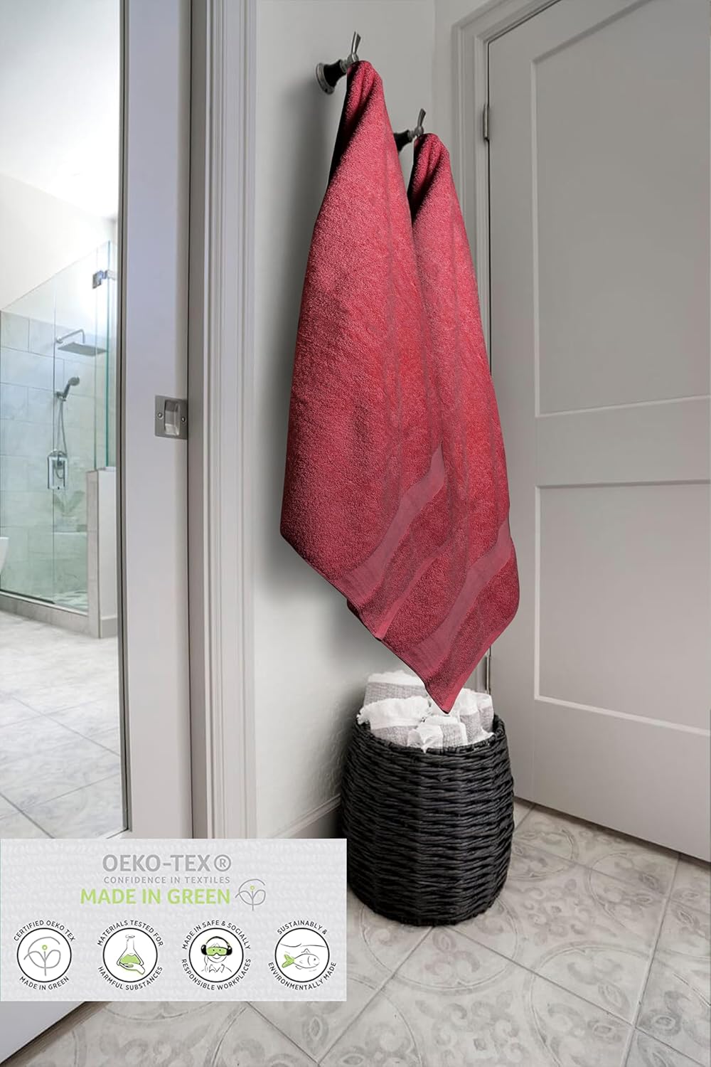 100% Cotton Luxury Bath Sheets - Pack of 2 (35" x 70") | Super Soft, Quick-Dry & Highly Absorbent Towels for Bathroom, Home, Spa & Gym (Burgundy)