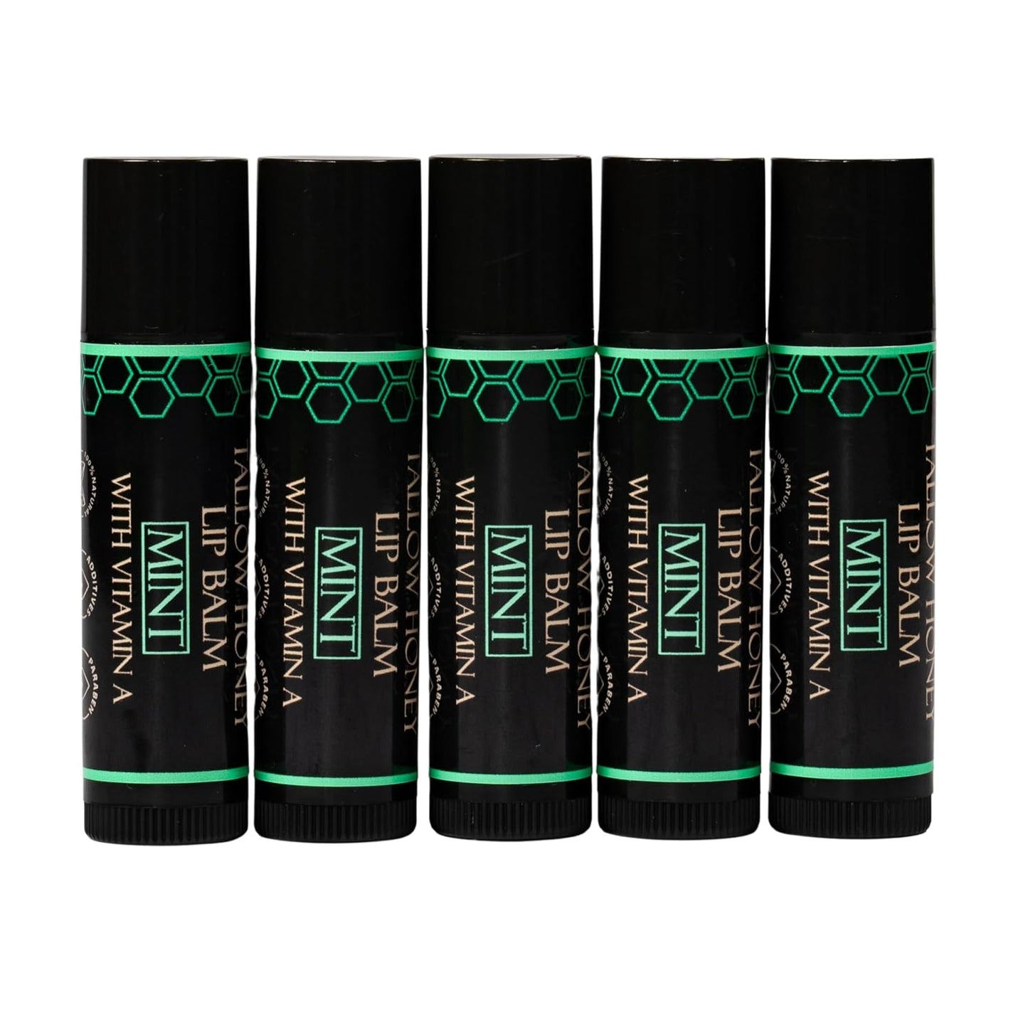 Organic Tallow Lip Balm (5 Pack) - Hydrating With Organic Italian Olive Oil, Pure Grass Fed Tallow, and Beeswax - Long Lasting Lip Therapy (5 Pack, Fresh Mint)