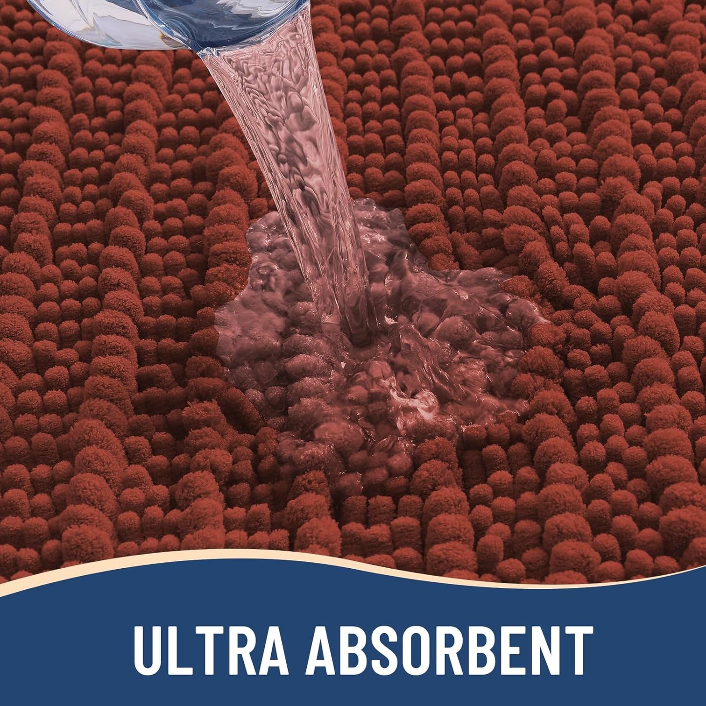 Arotive Luxury Chenille Bathroom Rug Mat, Extra Soft Thick Absorbent Shaggy Bath Rugs, Non-Slip Machine Wash Dry, Plush Bath Mats for Bathroom, Shower and Tub, 24x16, Rustic Terracott