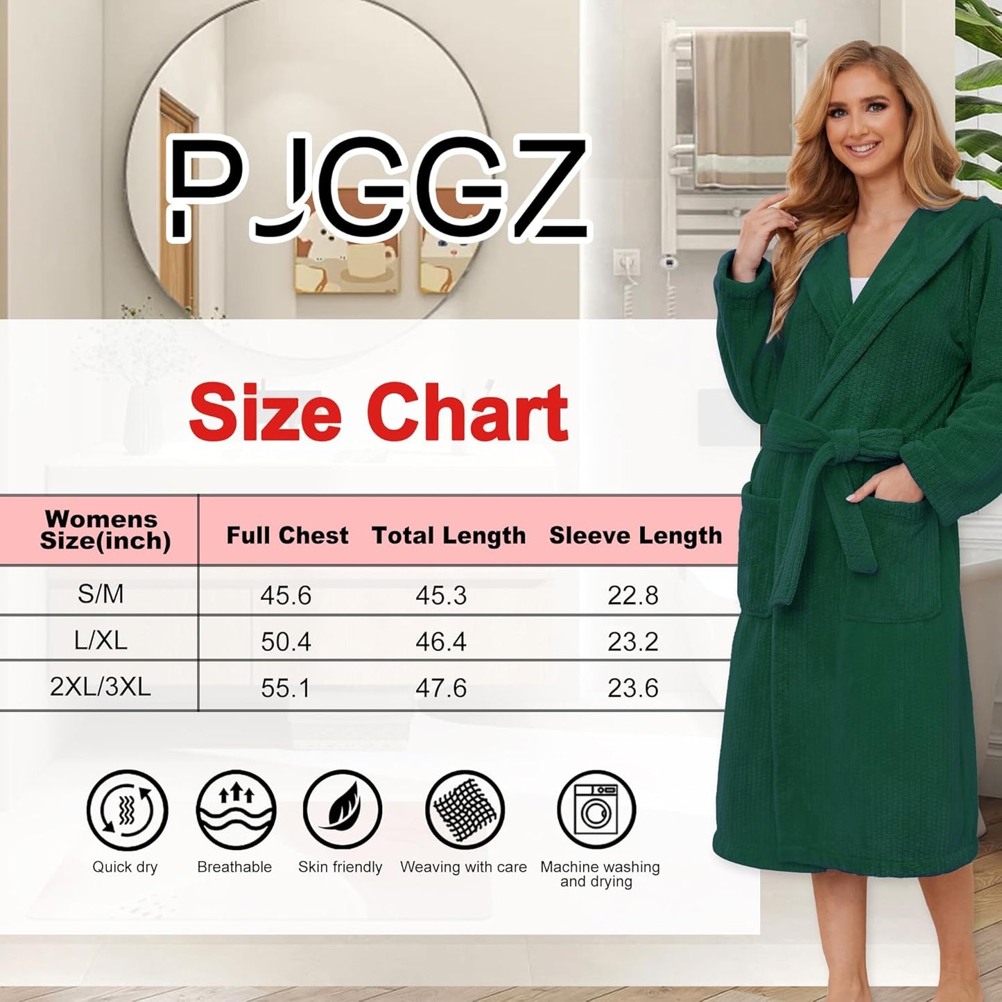 Hooded Bathrobes for Women, Soft Long Towel Robes for Women - Quick Dry yet Warm