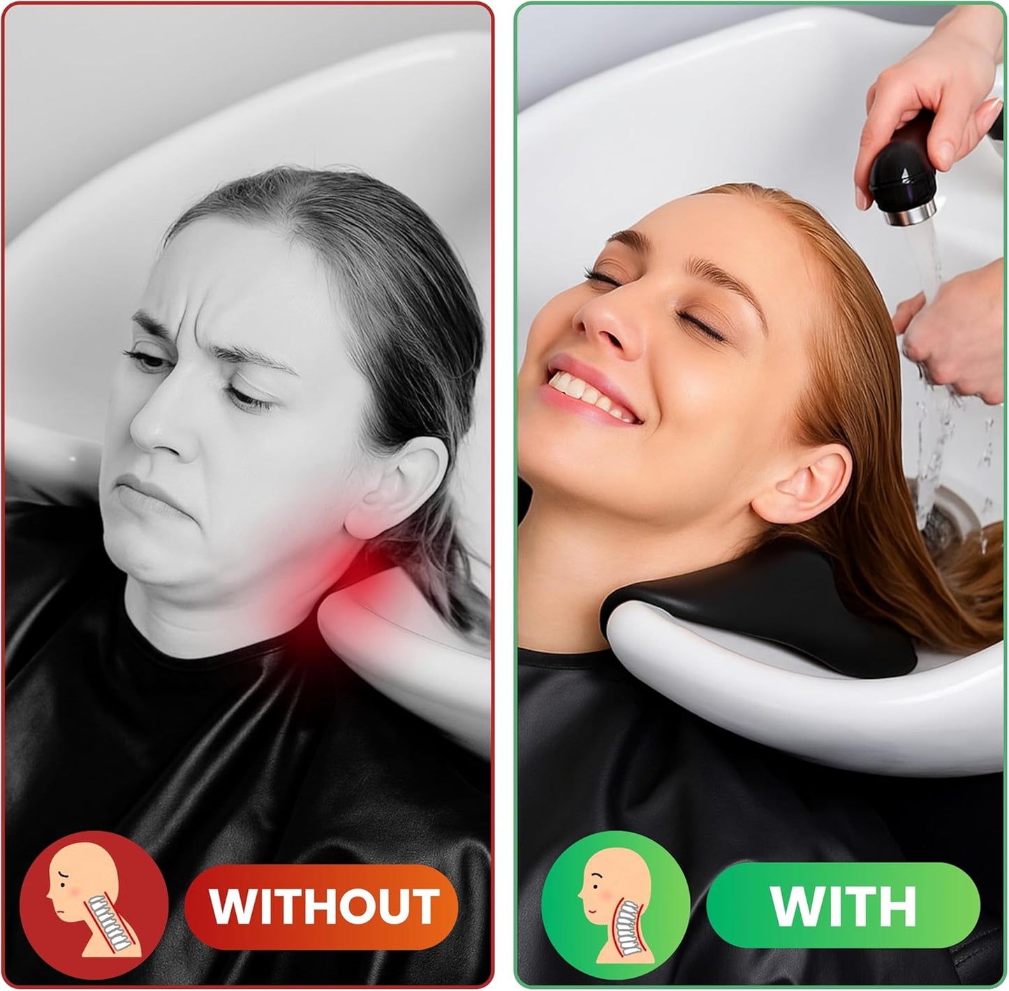 Premium 2 Piece Gel Cushion Set for head Portable Shampoo Bowl Neck Rest Sink Hair Washing Basin Waterproof Support Pillow for Tub Salon Lavacabezas European Chair