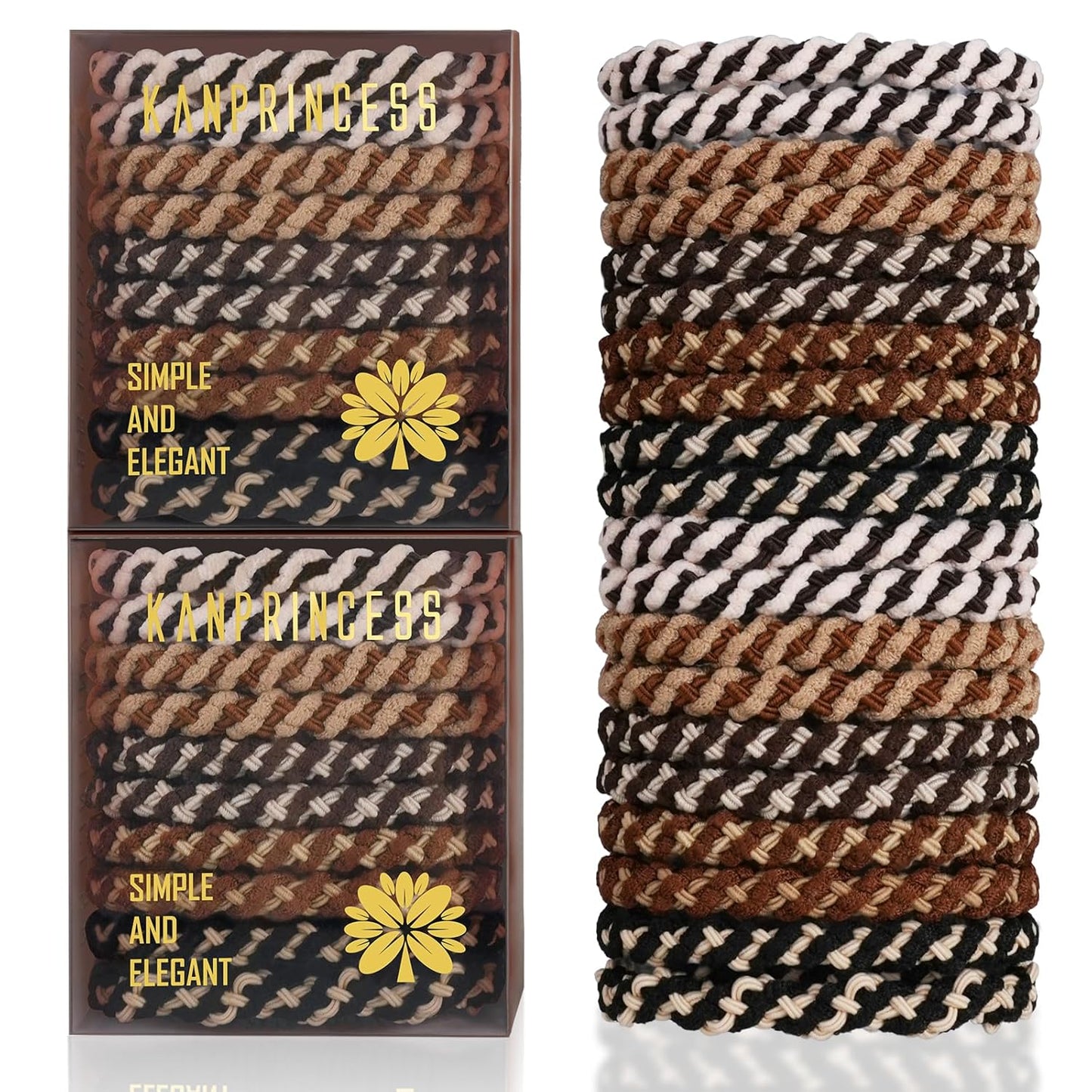 20Pcs Hair Ties For Thick Hair, Strong Stretchy Hair Bands For Women Girls, No Slip Braided Hair Ties No Damage, Ponytail Holders-Exceptionally Secure with Gentle Hold (Set 4)