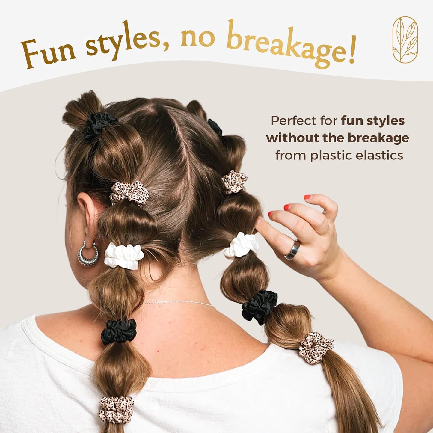 Authentic Mini Mulberry Silk Scrunchies for Women & Kids - Anti Breakage Small Silk Scrunchies for Fine, Curly & Thin Hair - No Dent, No Slip Hair Ties for Buns, Sleep & Ponytail - Onyx Black (3 Pack)