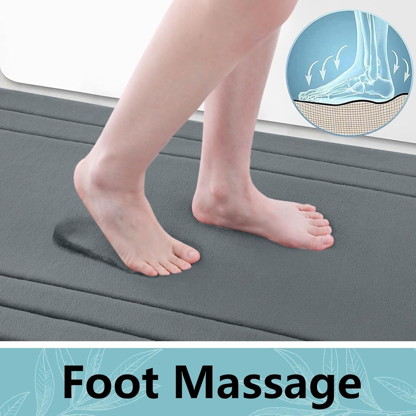 Arotive Memory Foam Bathroom Rug Mat 30x20, Ultra Soft and Absorbent Bath Mat, Machine Wash Dry, Comfortable Bath Rug Carpet for Bathroom Floor, Tub and Shower, Dark Grey