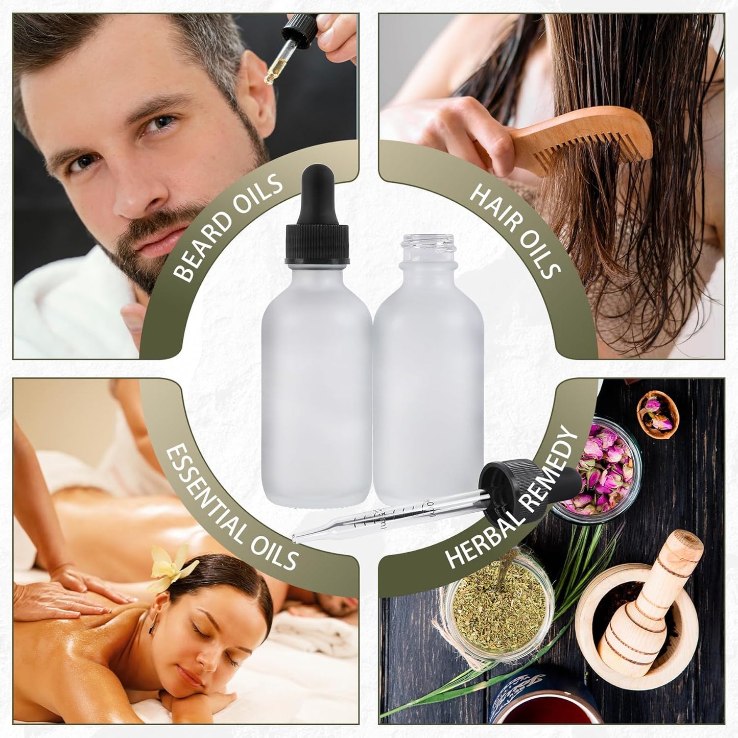 48 Pack, 2oz Glass Dropper Bottle, Preety Texture Tincture Bottles with Precise Scales Eye Droppe, for All Kinds Of Mixed Liquids,Leak-Proof Design for Easy Travel (Clear Frosted)