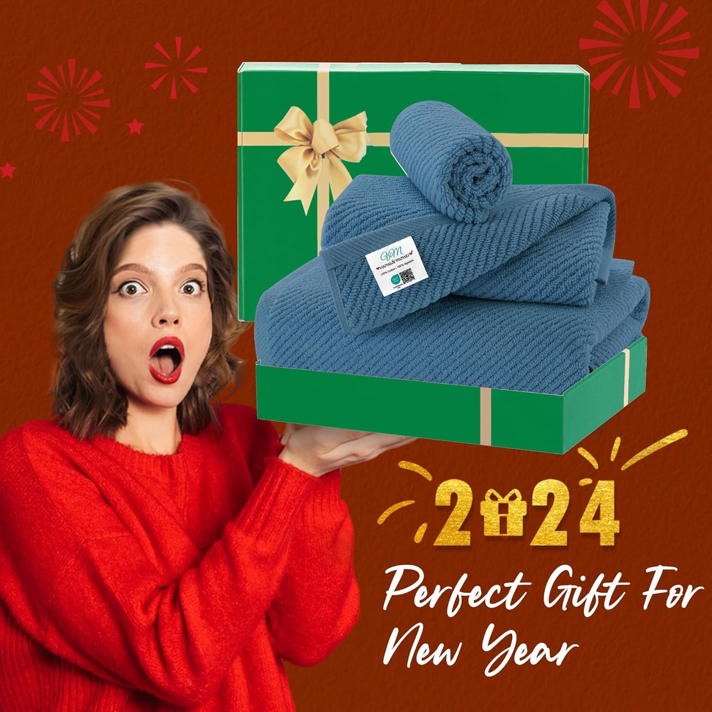 VOOVA & MOVAS Labrador Blue Towels for Bathroom, 100% Cotton | Quick Dry | Soft | Thick, 3 Piece Towel Set, 1 Large Bath 30" x 56", 1 Hand 18" x 28", 1 Wash Cloth 13" x 13", Bathroom Essentials