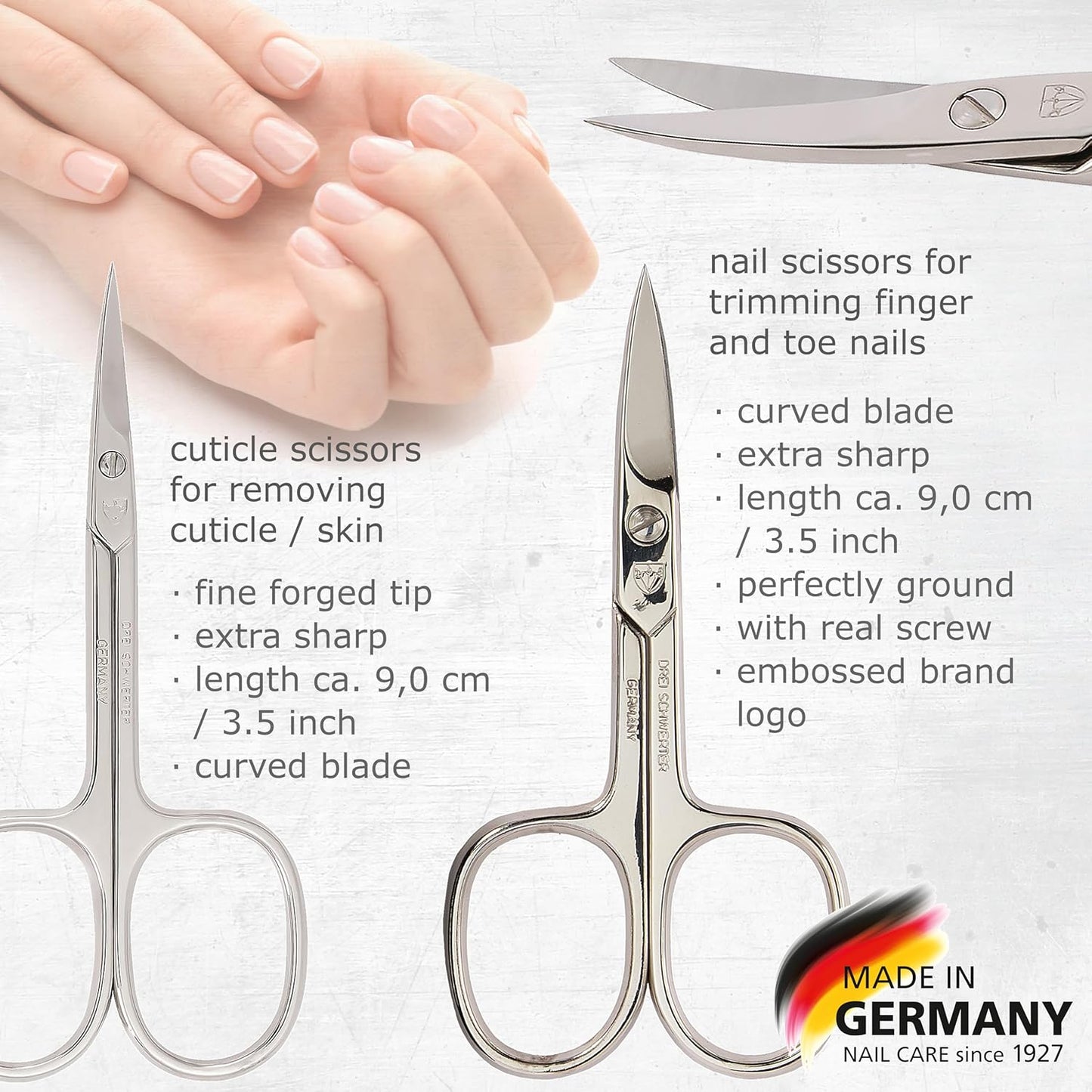 3 Swords Germany - brand quality 8 piece manicure pedicure grooming kit set for professional finger & toe nail care scissors clipper fashion leather case in gift box, Made in Solingen Germany (22009)