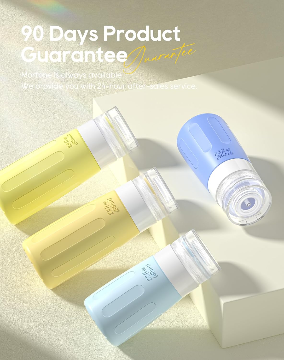 Morfone 16 Pack Silicone Travel Bottles Set for Toiletries TSA Approved Travel Containers Leakproof Squeezable Refillable Accessories 2oz 3oz for Shampoo Conditioner Lotion Liquids (Yellow Blue)