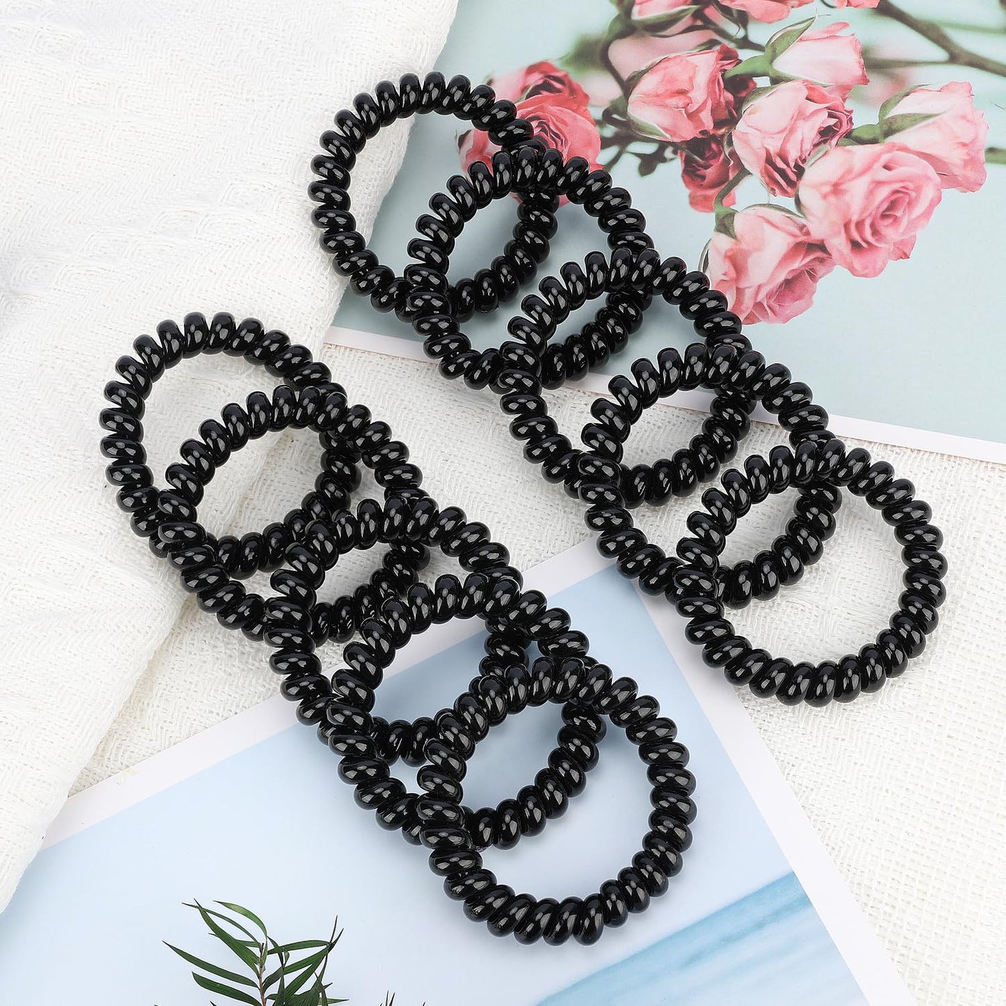 JessLab Spiral Hair Ties for Women, 10-Pack Traceless No-Damage Ponytail Holders, Coils Hair Bands for Girls, Assorted Colors