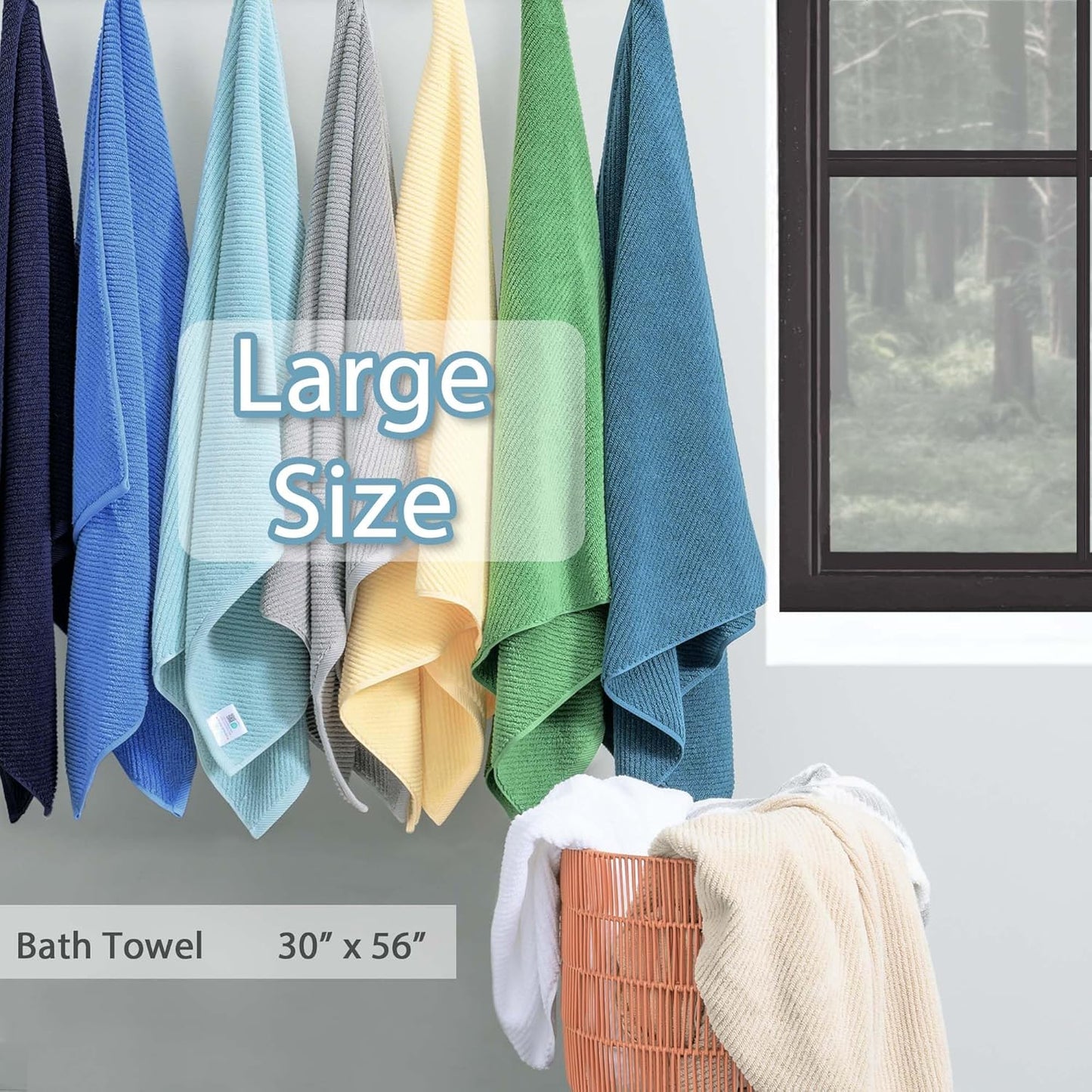 VOOVA & MOVAS Bath Towel Set, Large 30" x 56" - 100% Cotton | Quick Dry | Light Weight | Thick | Soft | Absorb, Lightweight Bath Towels, 4PC Shower Towels for Bathroom, Bathroom Essentials, Beige