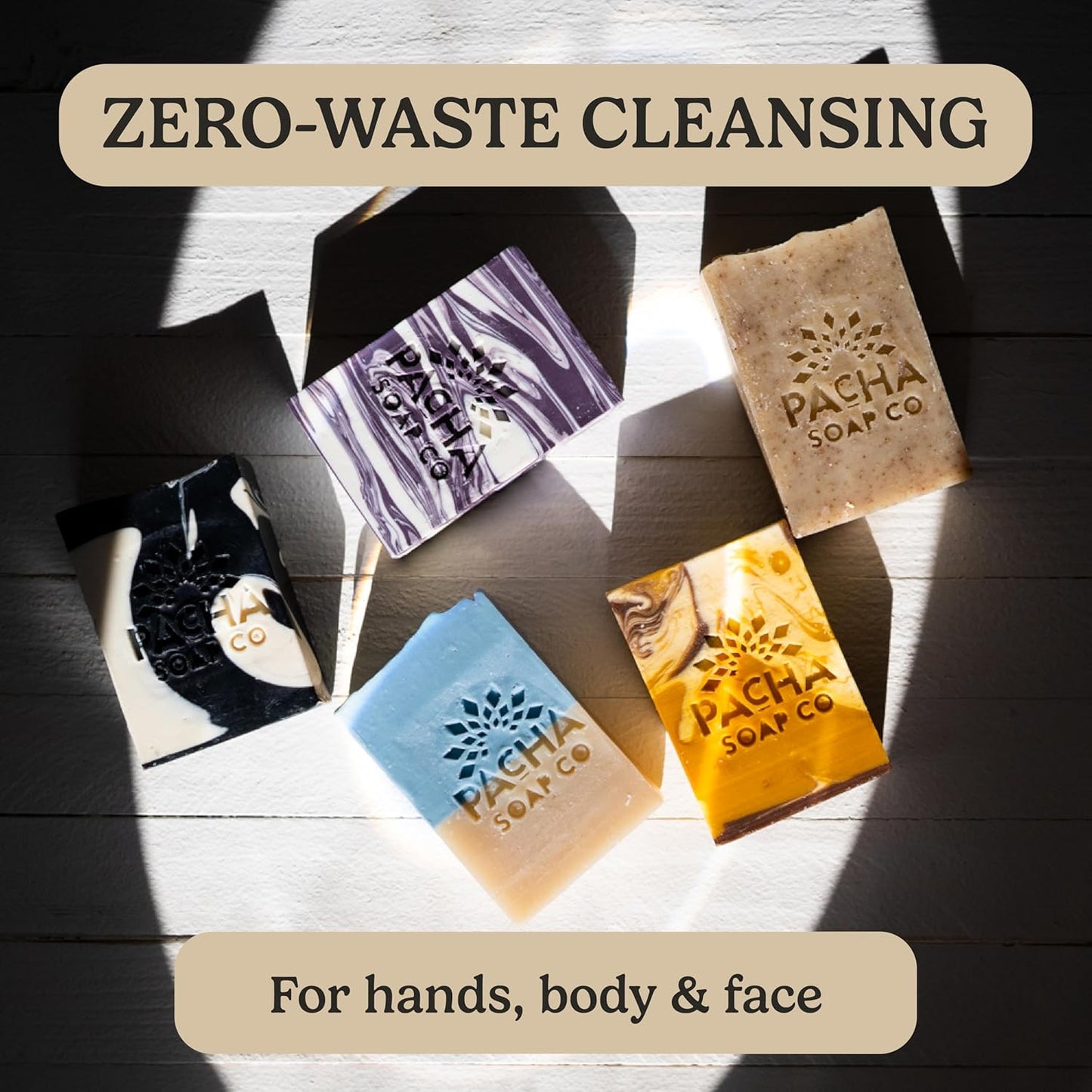 Pacha Soap Co. Bar Soap, Pacha Peaces, Calm, 2-Pack (4 oz ea) - Premium, Handcrafted, Hydrating, Natural Face Wash, Hand Cleanser, Body Wash, Soothing Essential Oils