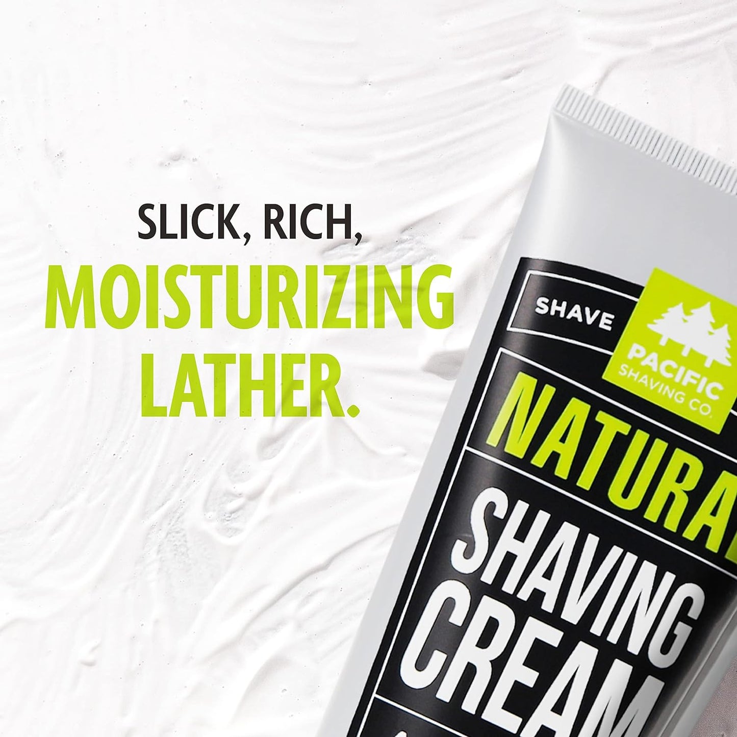 Pacific Shaving Company Natural Shaving Cream - Shea Butter + Vitamin E Shave Cream for Hydrated Sensitive Skin - Clean Formula for a Smooth, Anti-Redness + Irritation-Free Shave Cream (7 Oz, 3 Pack)