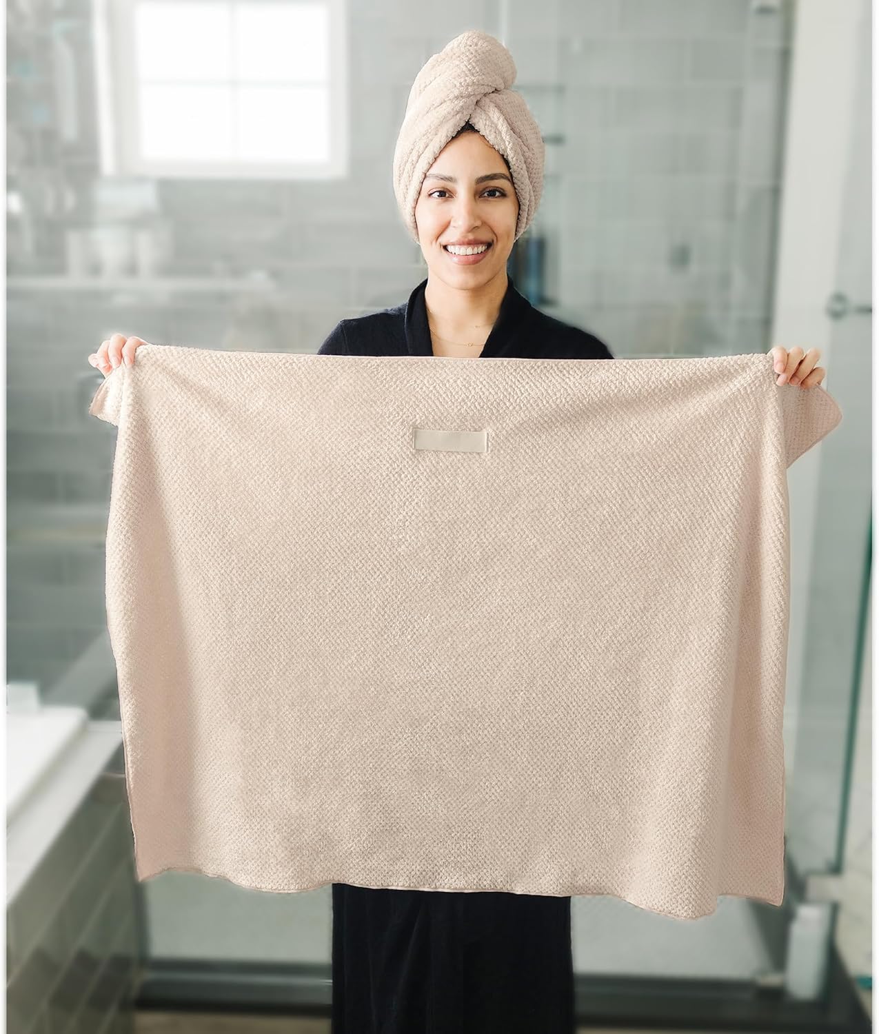 2 Packs Large Microfiber Hair Towels for Women, Super Absorbent & Quick Dry Hair Towel Wrap for Curly Hair Long & Short Hair- Anti-Frizz Hair Turbans for Wet Hair (Green & Clay)