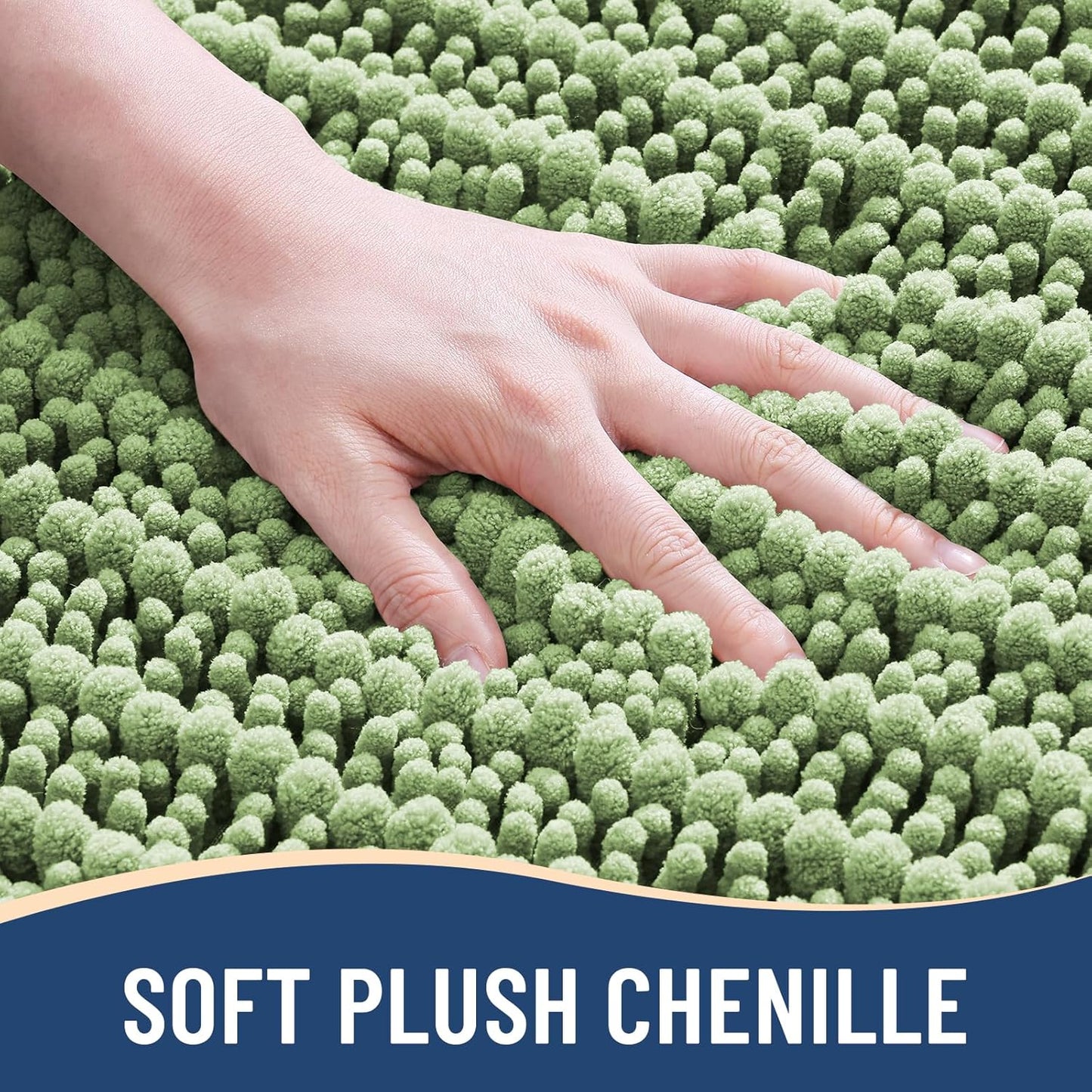 Arotive Luxury Chenille Bathroom Rug Mat, Extra Soft Thick Absorbent Shaggy Bath Rugs, Non-Slip Machine Wash Dry, Plush Bath Mats for Bathroom, Shower and Tub, 44x24, Sage Green