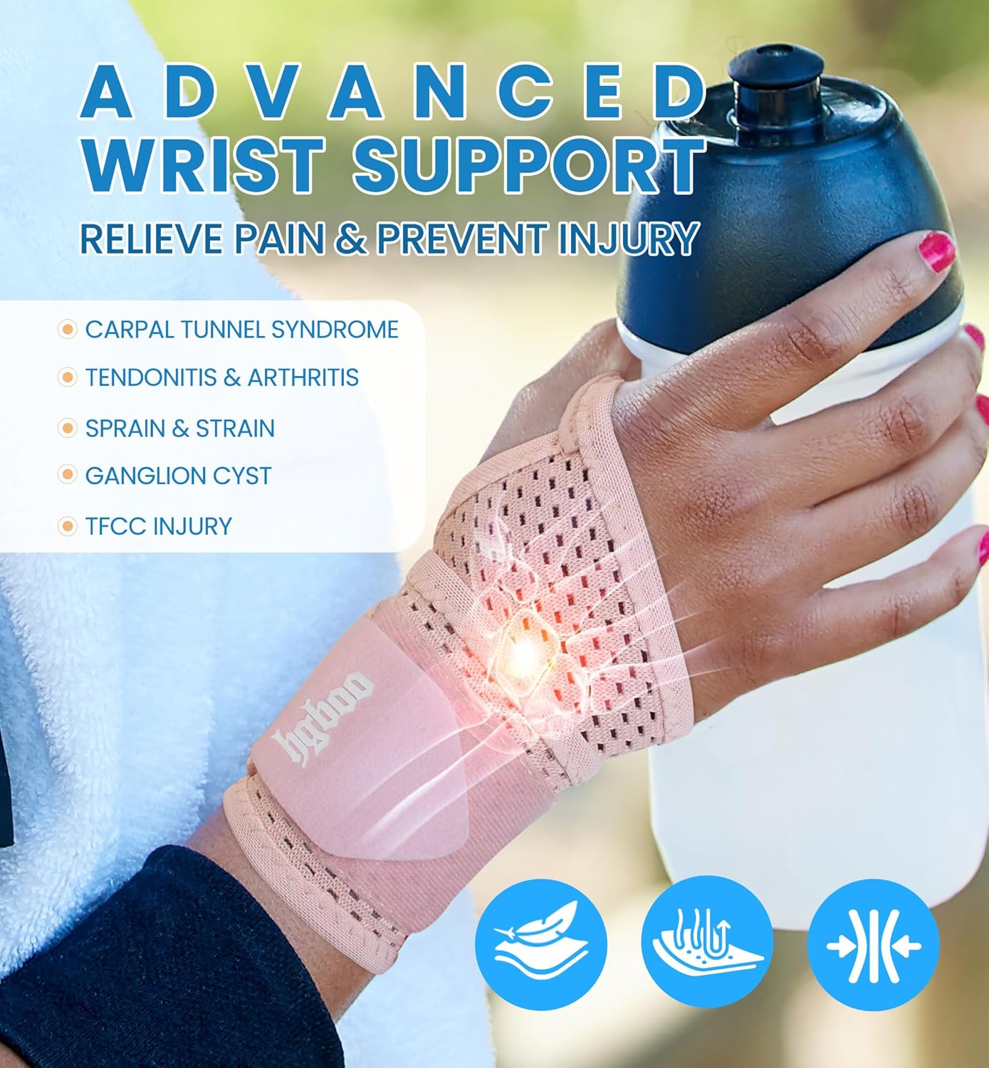 2-Pack Ultra-Thin Wrist Braces, Breathable Comfort Mesh Fabric Support for Pain Relief - Ideal for Carpal Tunnel, Tendonitis, Sports, Fitness and Daily Use - Adjustable Wrist Support (Pink)