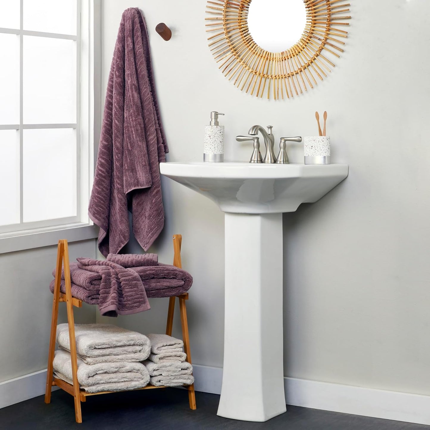 SKL Home CloudSoft Cotton Luxury Bath Towel, Soft Plum