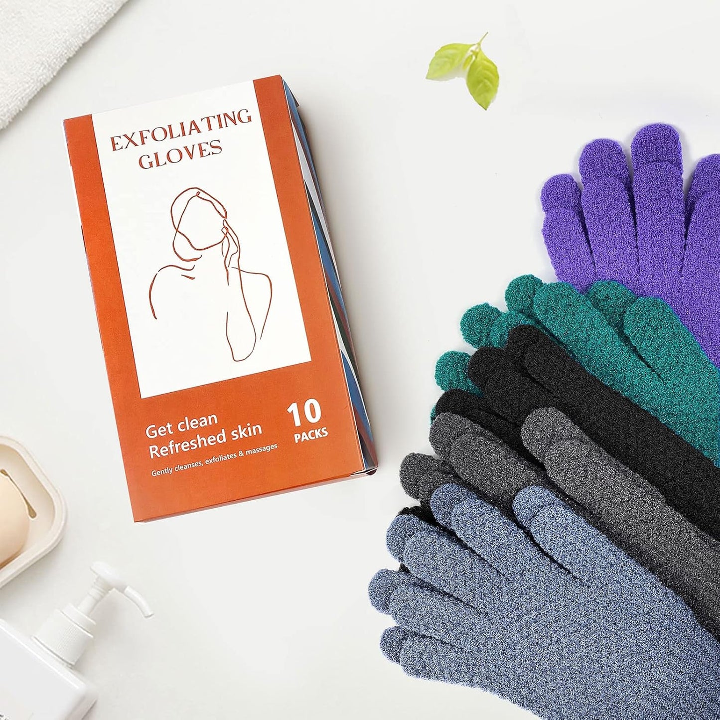 Evridwear Exfoliating Dual Texture Bath Gloves for Shower, Spa, Massage and Body Scrubs, Dead Skin Cell Remover, with Hanging Loop Heavy(5 Pairs Gift Set for Men and Women )