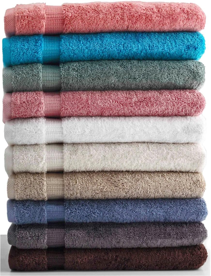 SALBAKOS 100% Turkish Cotton Washcloth Set of 12 13x13 inch | Heirloom Quality | Hotel & Spa Collection | Ultra Soft, Super Absorbent, Washcloth Towels | Made in Turkey (Rose, 12 Washcloths)