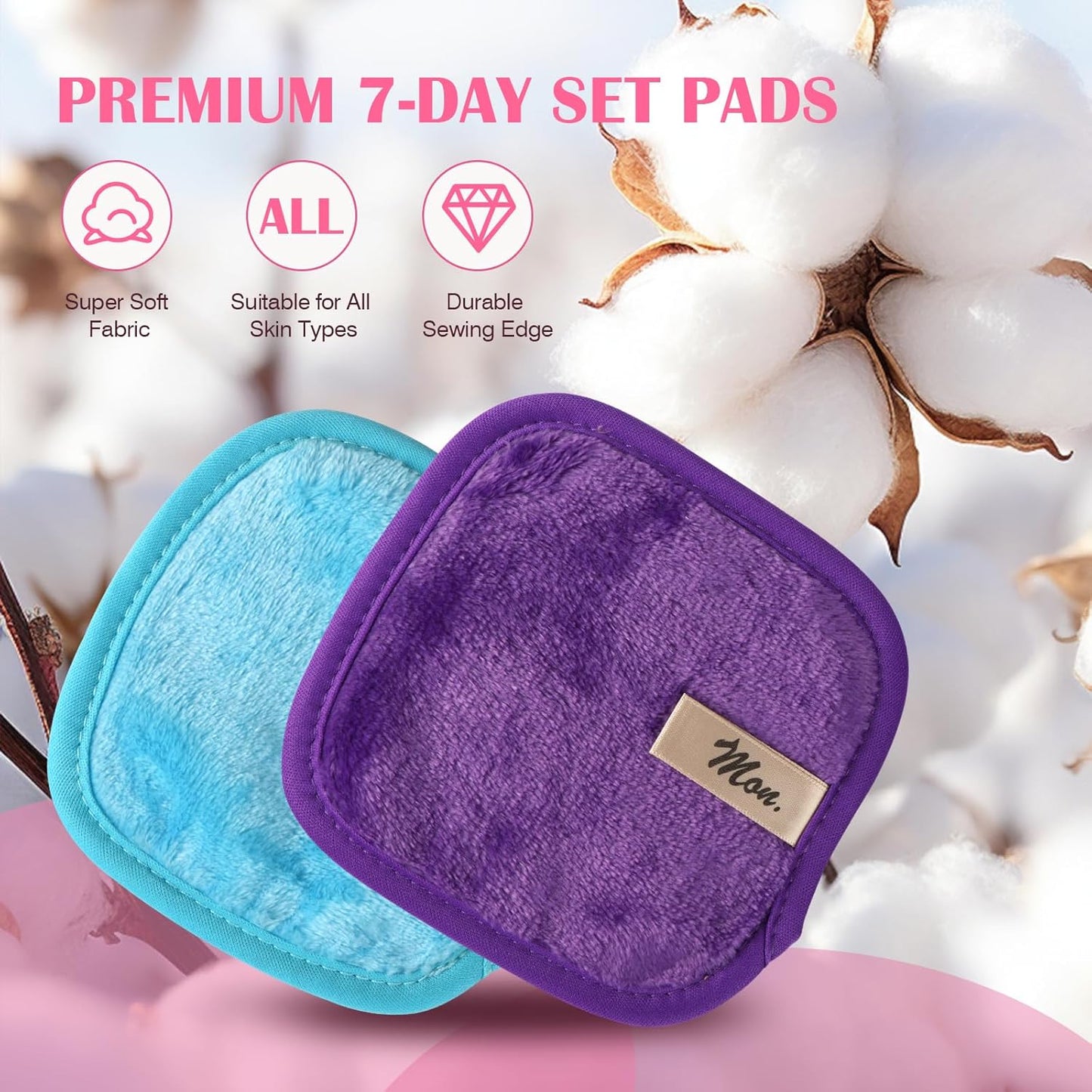 Orighty Makeup Remover Cloths 7-Day Set, Premium & Reusable Makeup Remover Pads, Erase Make-up With Just Water, Make-up Set For Eyes, Lips, Foundation and more, Ideal Choice For Women (Rainbow)