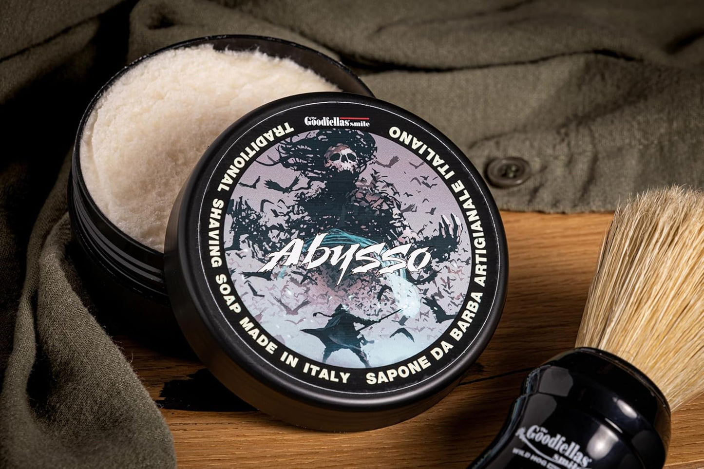 The Goodfellas' smile, Luxury Shaving Soap, Formulated for Use with A Shaving Brush, Made in Italy (Abysso - Fresh Citrus, Floral, Oak)