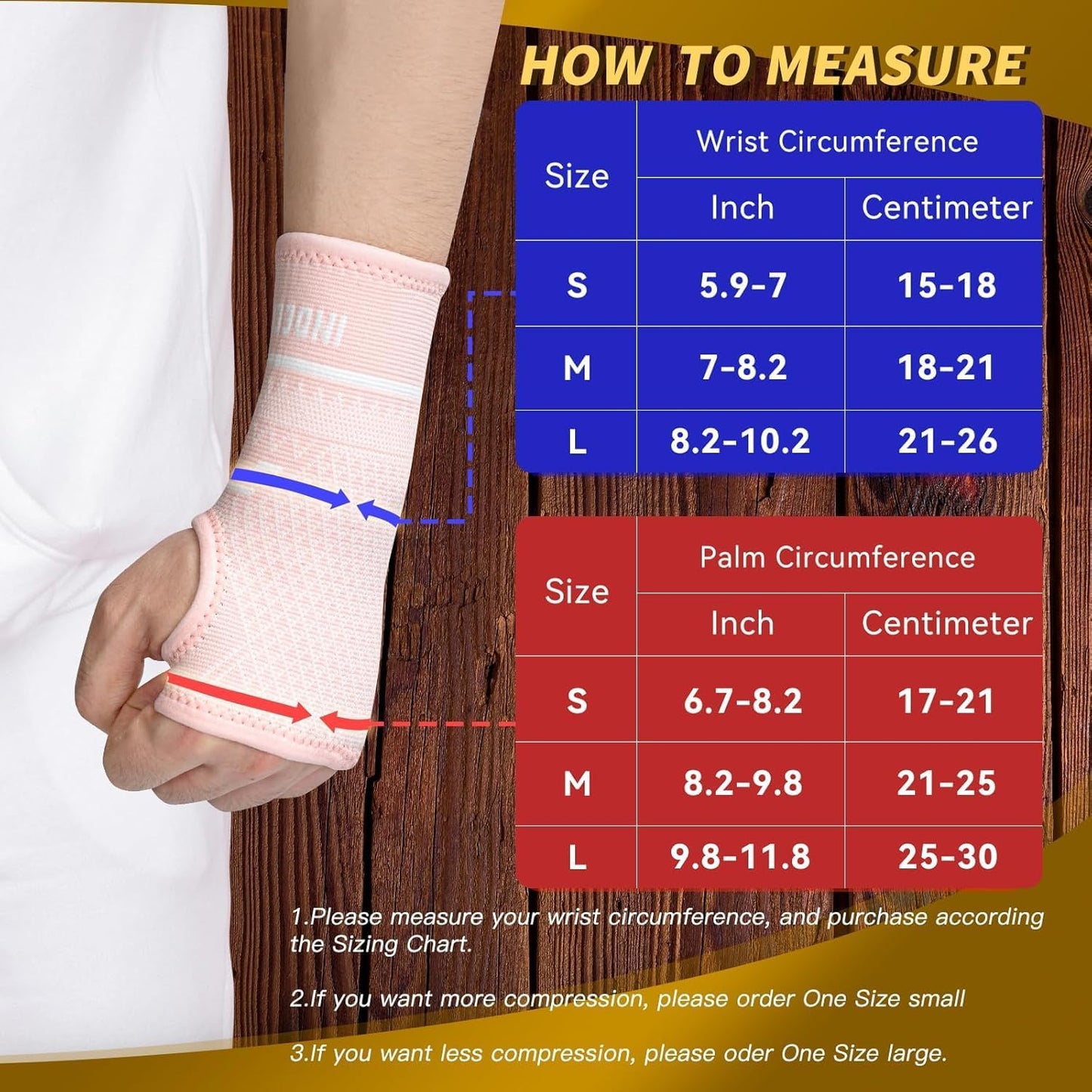 INDEEMAX Copper Wrist Compression Sleeve 1 Pair, Comfortable Hand Brace Support for Arthritis, Tendonitis, Sprains, Workout, Carpal Tunnel - Left & Right - Women and Men (Pink, S)