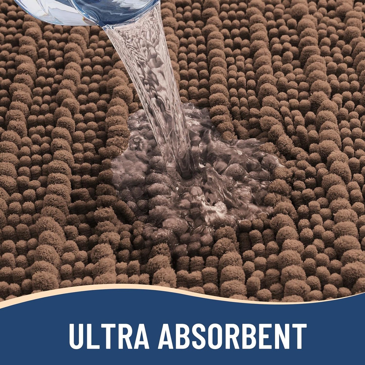 Arotive Luxury Chenille Bathroom Rug Mat, Extra Soft Thick Absorbent Shaggy Bath Rugs, Non-Slip Machine Wash Dry, Plush Bath Mats for Bathroom, Shower and Tub, 47x24, Mocha