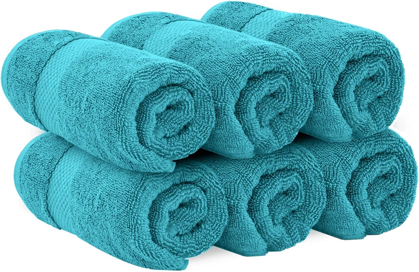 White Classic Luxury Aqua Hand Towels - Soft 100% Turkish Cotton | Highly Absorbent Hotel spa Bathroom Towel Collection | 16x30 Inch | Set of 6