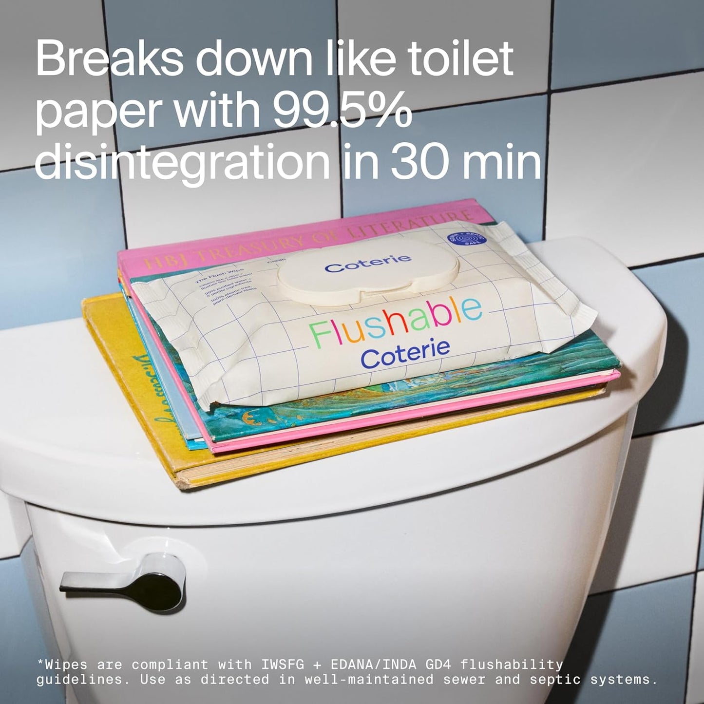 Coterie Flushable Wipes for Sensitive Skin, Hypoallergenic, 99% Water, Plant-Based Fibers, Sewer + Septic Safe to Flush, Fragrance Free Potty Training Toddler Toilet Wipes | 12 Packs (672 Count)