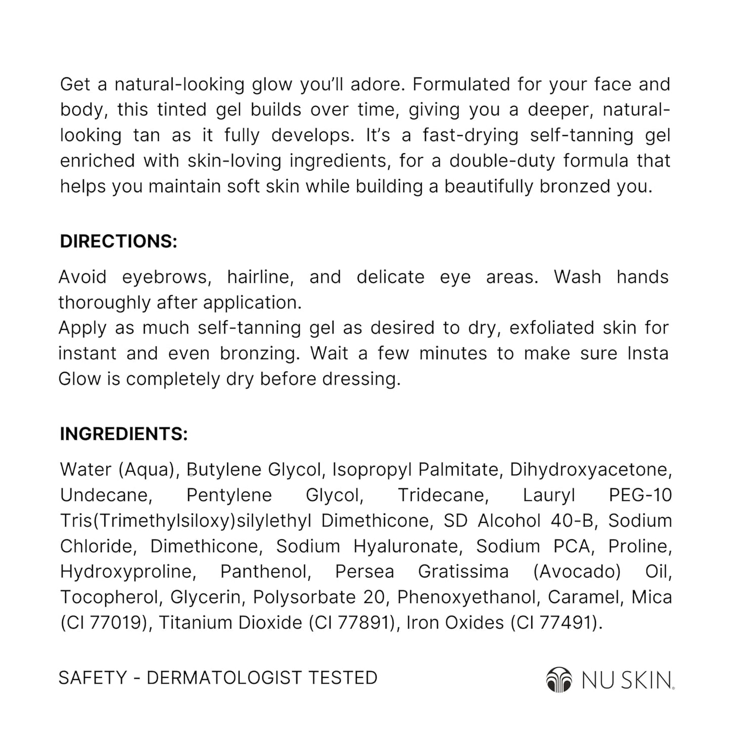 Nu Skin Sunright Insta Glow Self Tanner Gel | Natural Summer Tan for Face & Body | Beauty & Skin Care | Vitamin E & Avocado Oil | Natural Body Bronzer with DHA & Amino Acids | 4.2 oz | 2 Pack