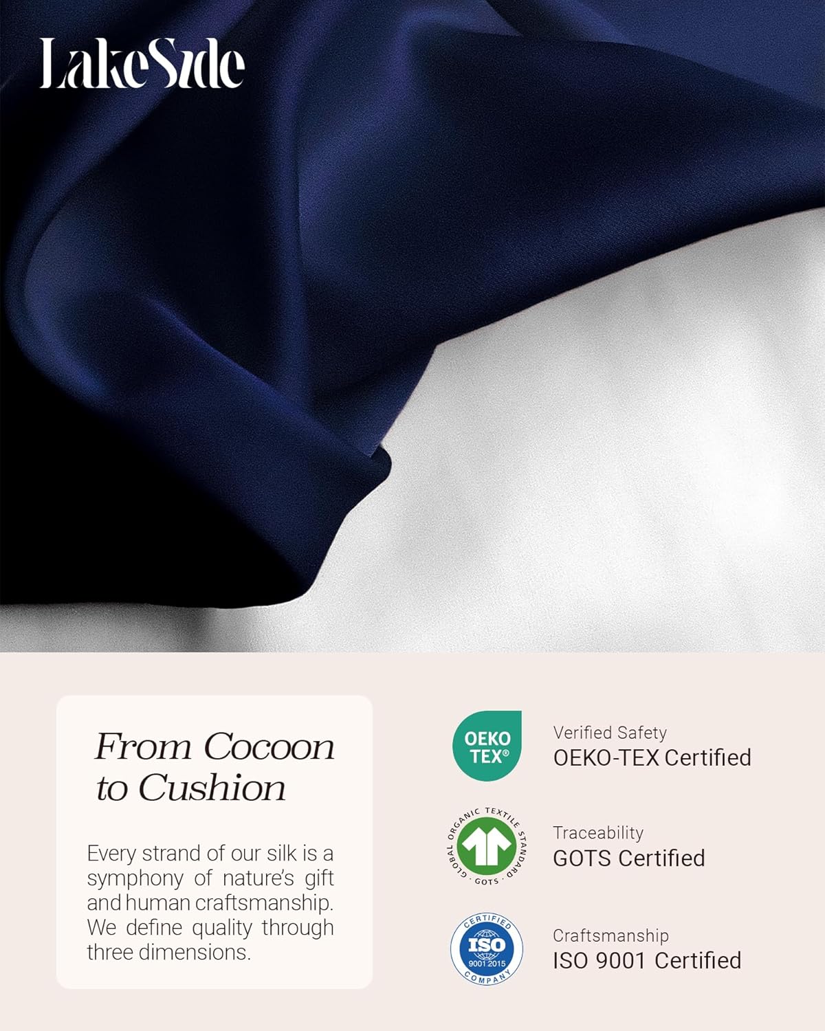 Oriental Lakeside® 100% Pure 22 Momme Mulberry Silk Pillowcase with Envelope Closure - Nighttime Skincare & Hair Care Hydrating Pillow Cover