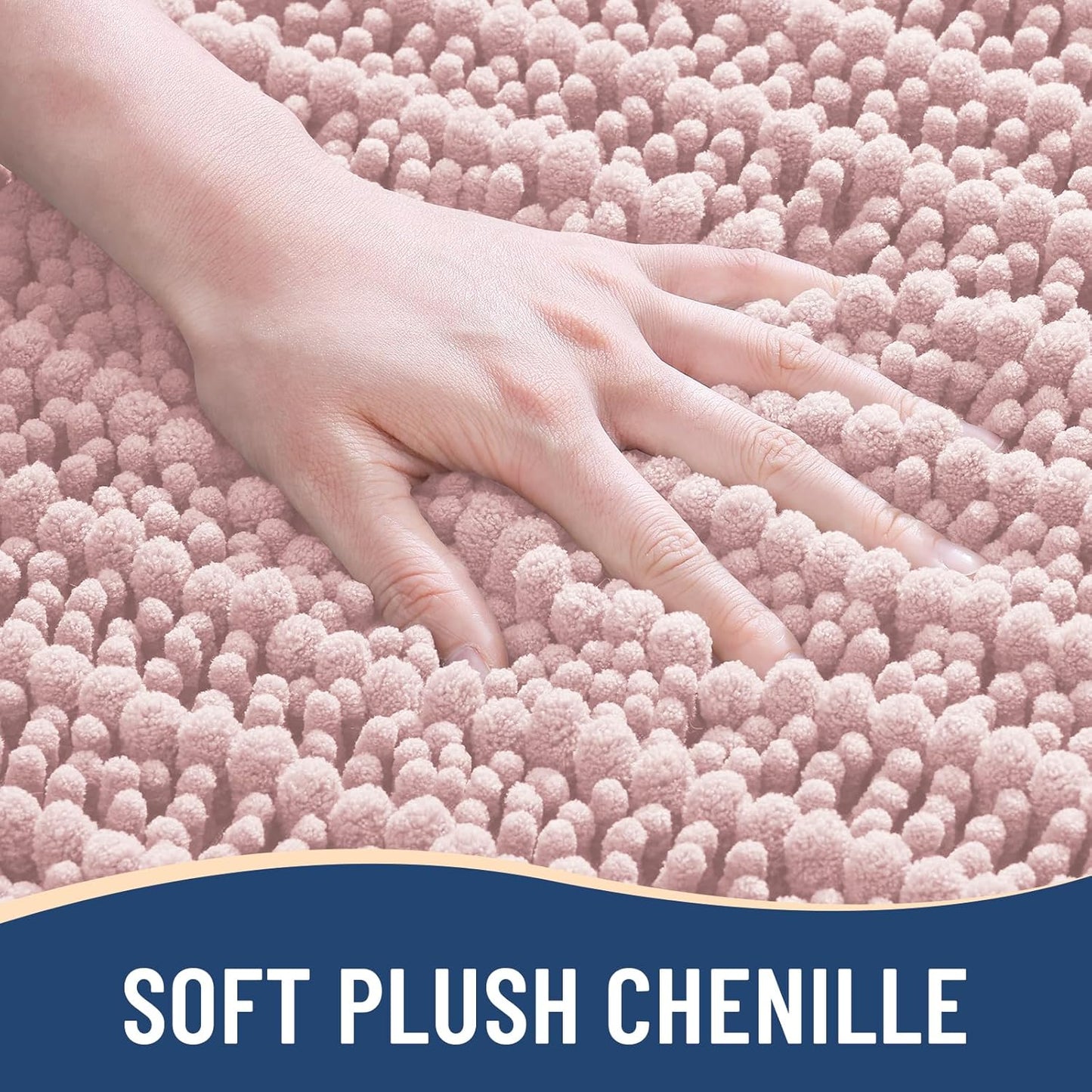 Arotive Luxury Chenille Bathroom Rug Mat, Extra Soft Thick Absorbent Shaggy Bath Rugs, Non-Slip Machine Wash Dry, Plush Bath Mats for Bathroom, Shower and Tub, 30x17, Dirty Pink
