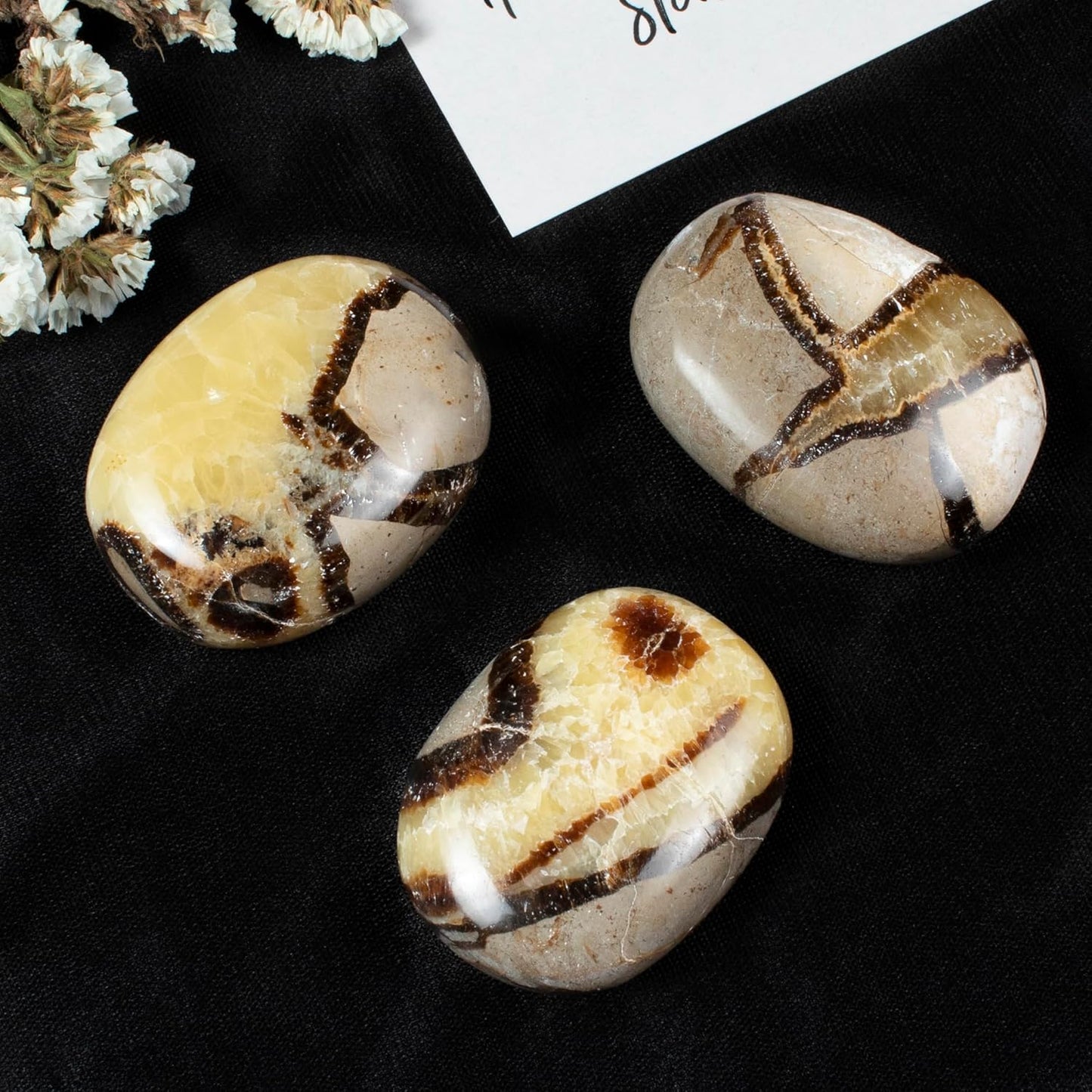 Crocon 50mm Septarian Large Palm Stone 900+ Carats Pocket Worry Stones for Natural Chakra Balancing Reiki Healing Stones and Crystal Healing Spa Energy Crystals Gifts for Women