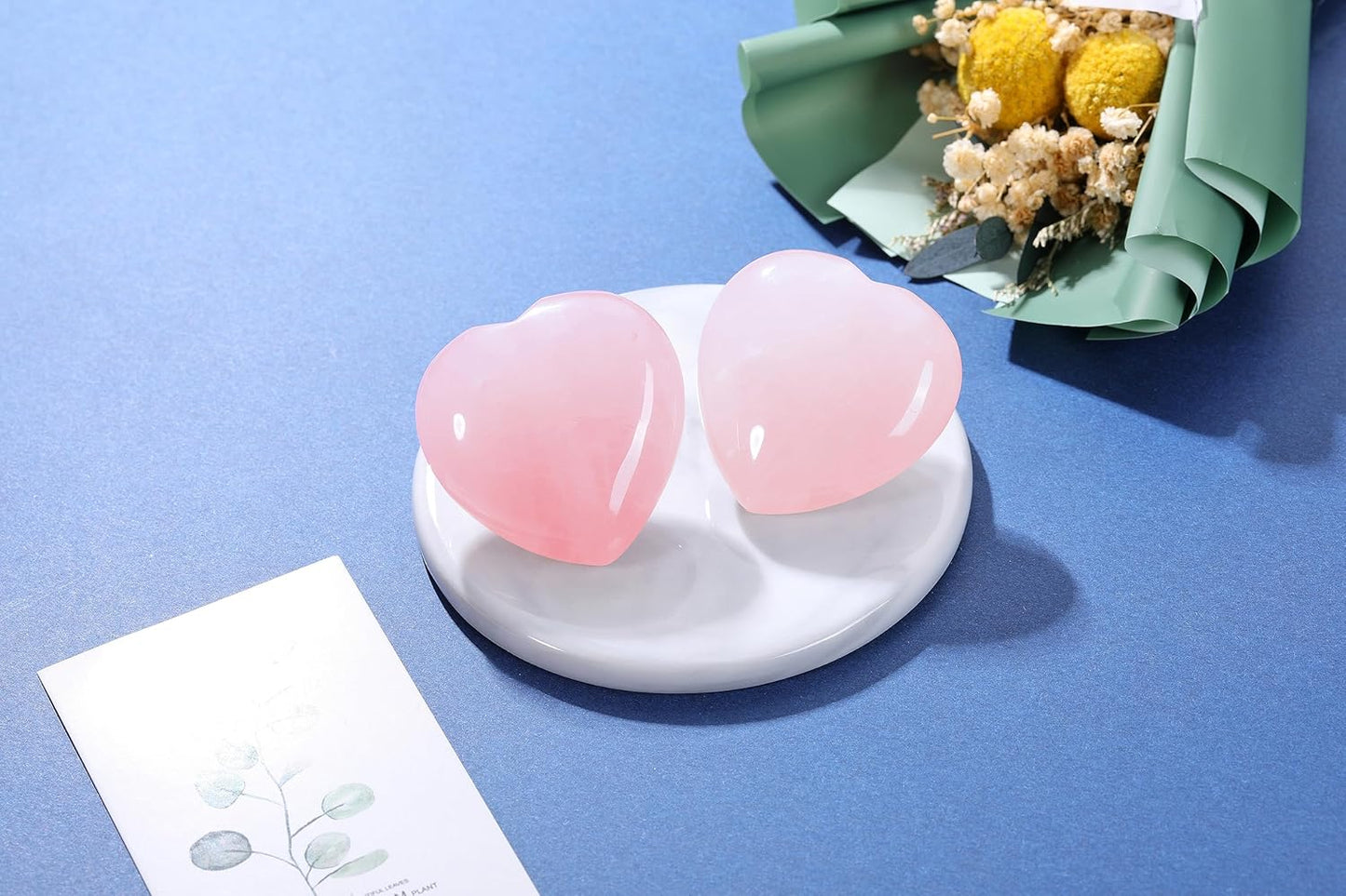 Jovivi 45mm Big Rose Quartz Crystal Heart Healing Crystals Heart Stones Polished Pocket Love Gemstones Natural Reiki Chakra Balancing Meditation Massage Gift Palm Worry Stones for Anxiety