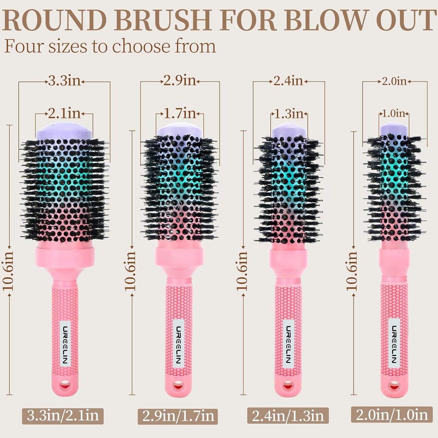 Round Brush for Blow Out - 1.3 Inch Small Nano Thermal Ceramic & Ionic with Boar Bristles - Salon Blow Drying Hair Brush for Drying,Volumizing, Curling, Shine & Smooth Styling