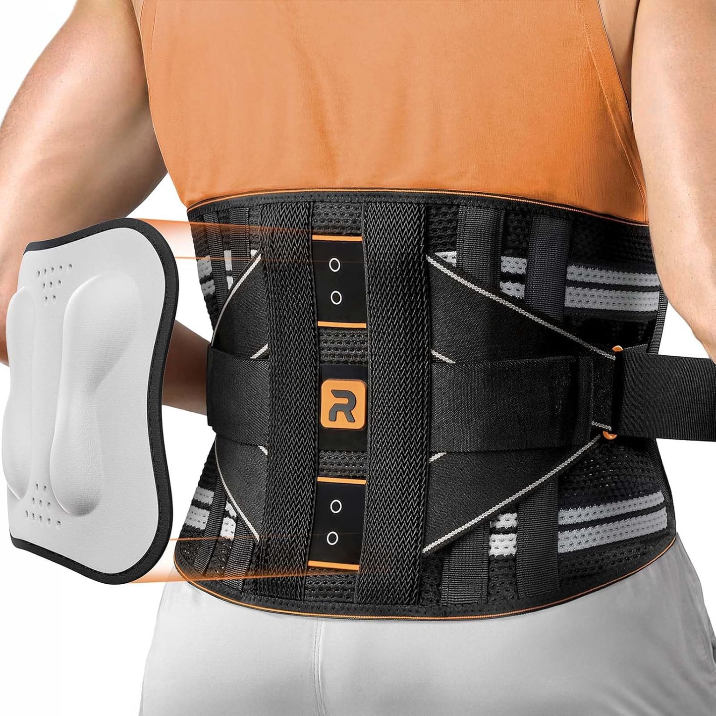 Lumbar Back Brace with Removable 3D Pad for Deep Massage, Adjustable Lower Back Pain Relief Support for Men and Women, Comfortable Back Support Belt Ideal for Lower Back Pain, Sciatica, Posture Correcter, Green Size XL (Waist: 45.3"-51.2")