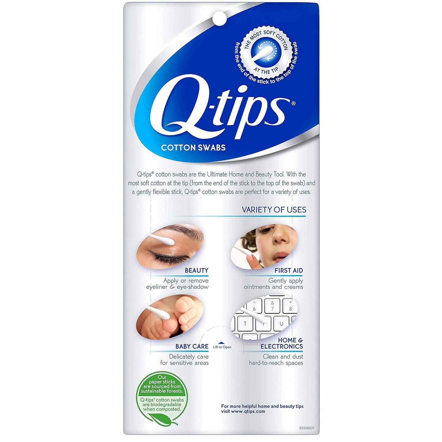 Q-tips Cotton Swabs for Hygiene and Beauty Care Original Cotton Swab Made with 100% Cotton 750 Count (Pack of 3)