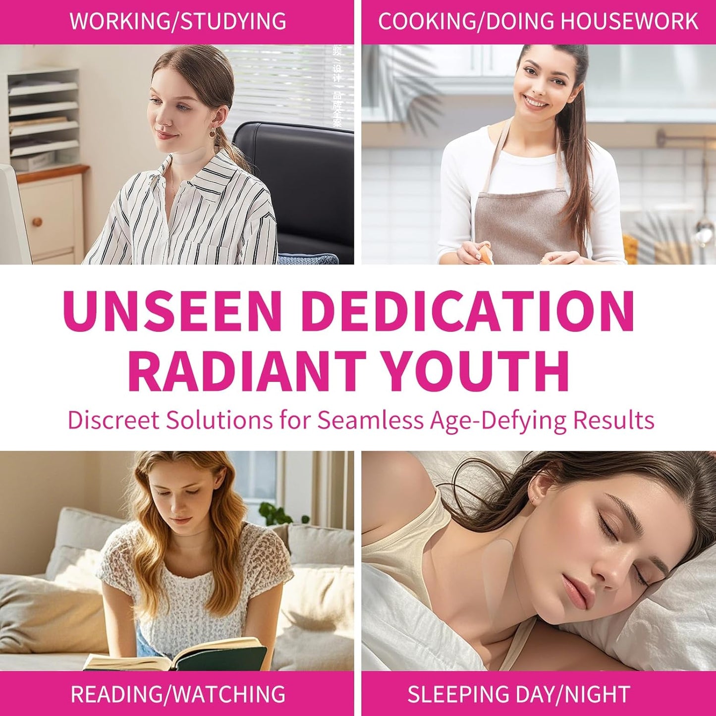 HUAFA 3PCS Silicone Neck Wrinkle Patches, Overnight Reusable Silicone Smoothing Pads, Reusable Anti-Aging Pads for Smoothing & Firming (1.5-Mo Supply)