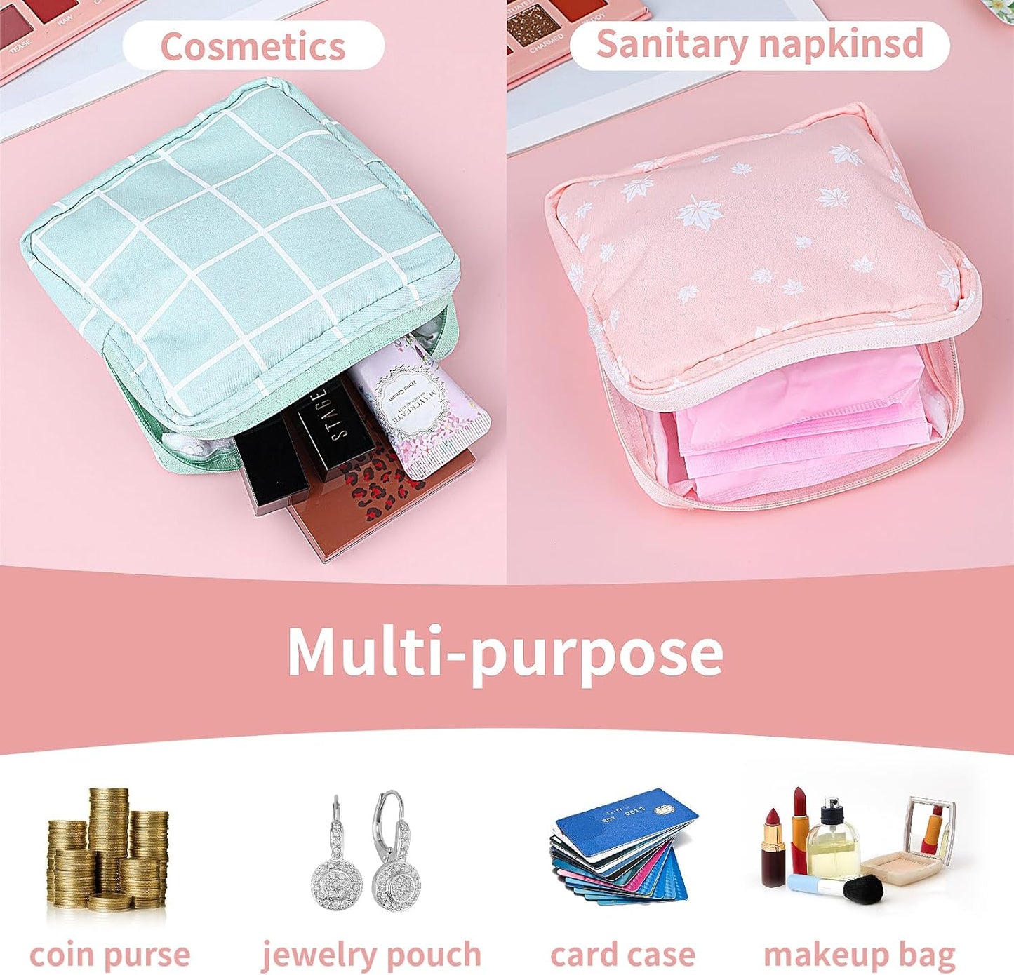 3Pcs Sanitary Napkin Storage Pouch, Cotton Menstrual Cup Holder, Portable Period Kit Bag for Women & Teen Girls