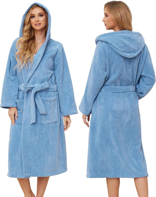 Hooded Bathrobes for Women, Soft Long Towel Robes for Women - Quick Dry yet Warm
