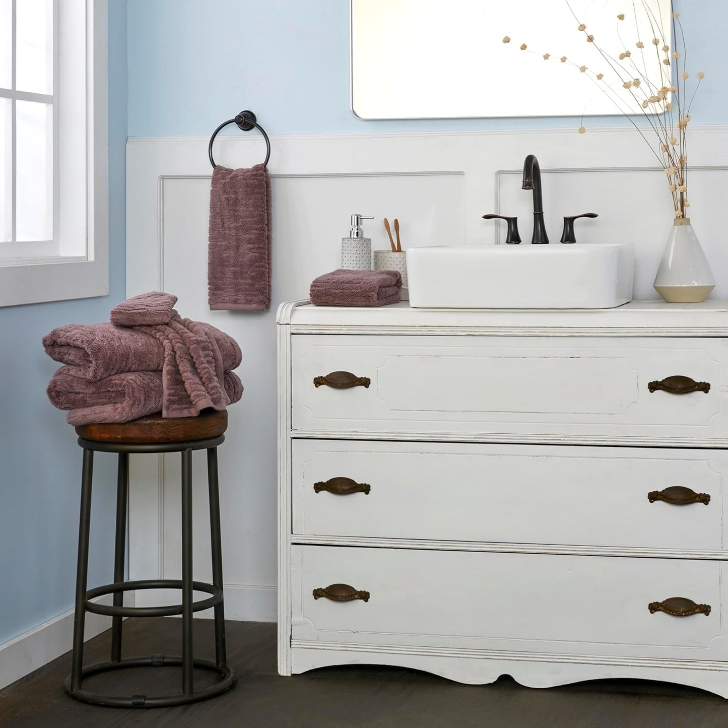 SKL Home CloudSoft Cotton Luxury Bath Towel, Soft Plum