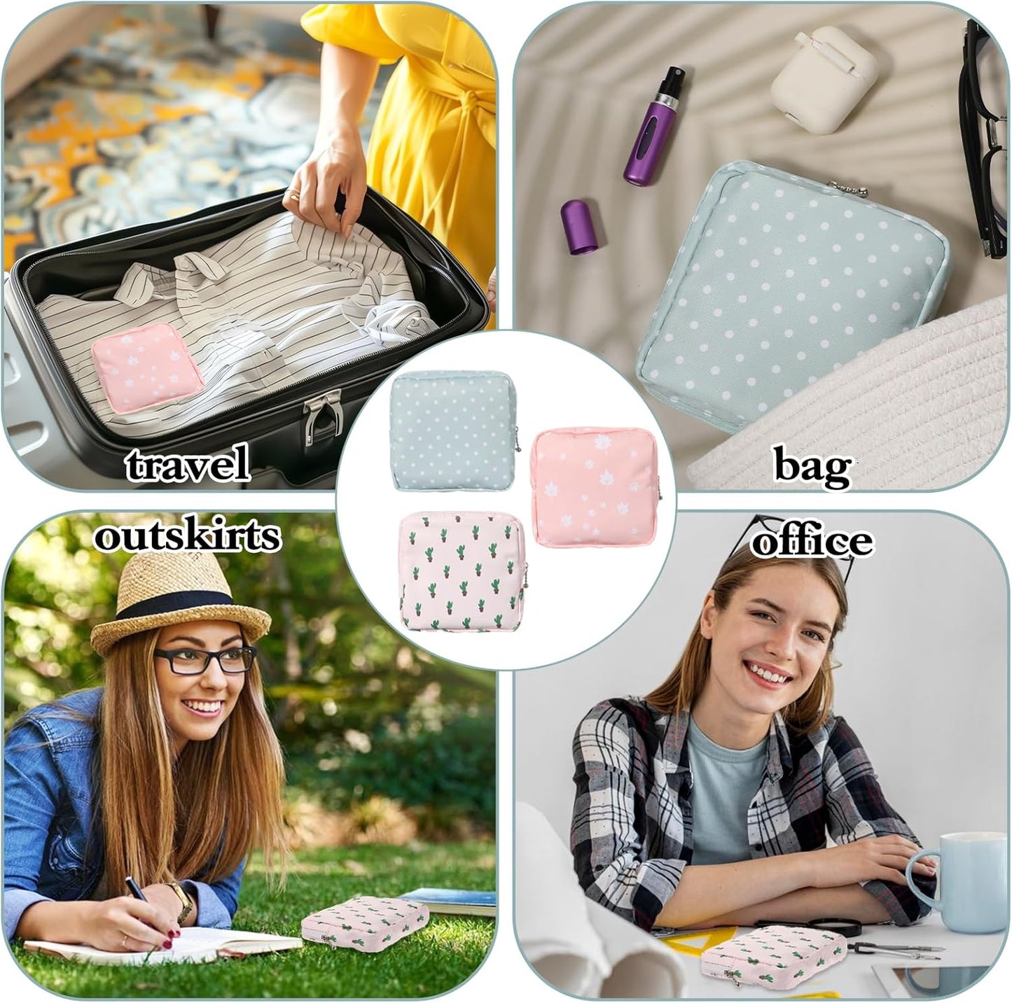 3Pcs Period Pouches for Teen Girls, Sanitary Napkin Storage Pad Pouch, Portable Menstrual Tampon Pad Holder Feminine First Period Bag for School