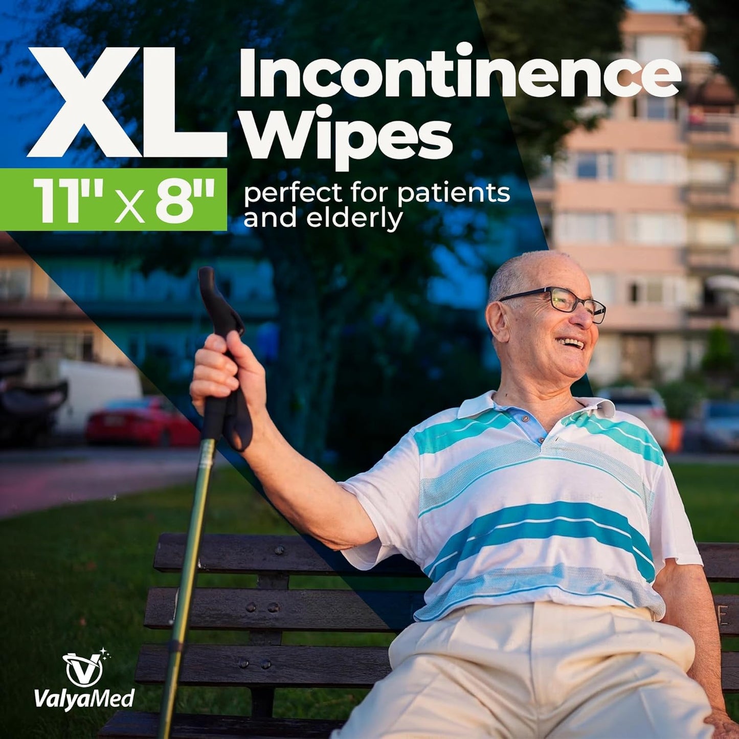 XL Body Wipes for Adults and Elderly - Alcohol-Free Incontinence Wipes, Paraben-Free, Fragrance-Free, With Vitamin E and Provitamin B5 - 11'' x 8'' (96 Count - Single Pack)
