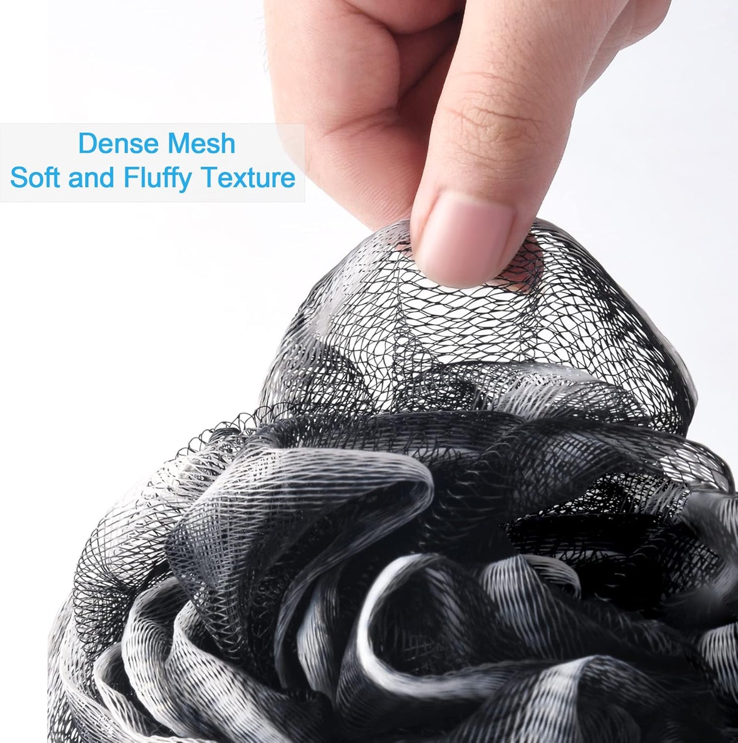 AmazerBath Loofah Sponge 75g/Piece, Loofah for Men Body Scrubber - Bath Sponge Loofa Set of 4 Black (Large)