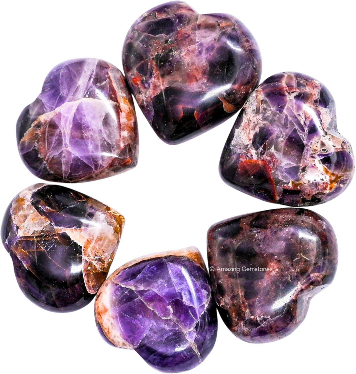 Amazing Gemstone Dreamy Amethyst Crystal Heart Palm Stone - Pocket Massage Worry Stone for Natural Body Chakra Balancing, Reiki Healing and Crystal Grid