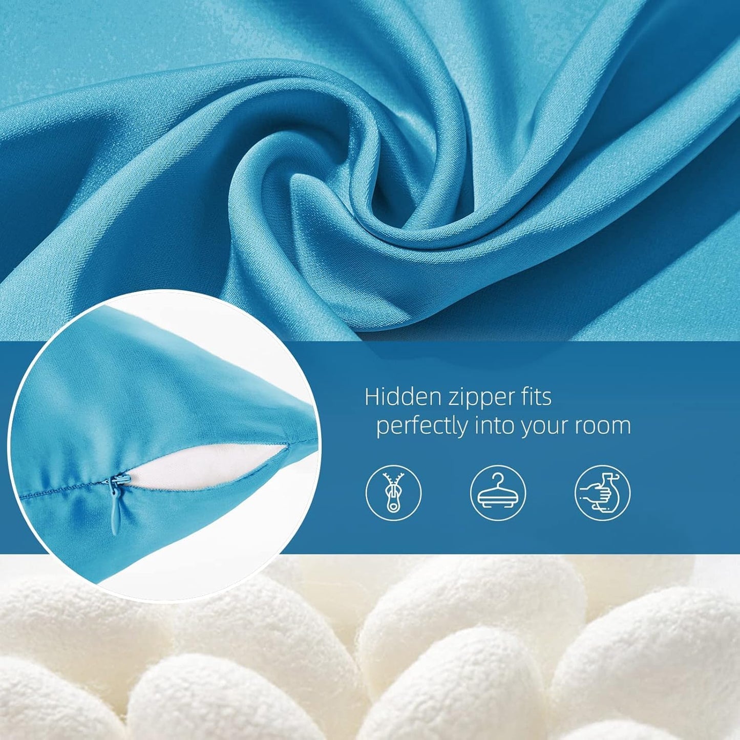 Silk Body Pillow Cover Pillow Pillowcase for Body Pillow Soft Pillow Covers Pillow Case Mulberry Silk Pillowcase for Sleep(Pacific Blue,20"X 54",1pc)