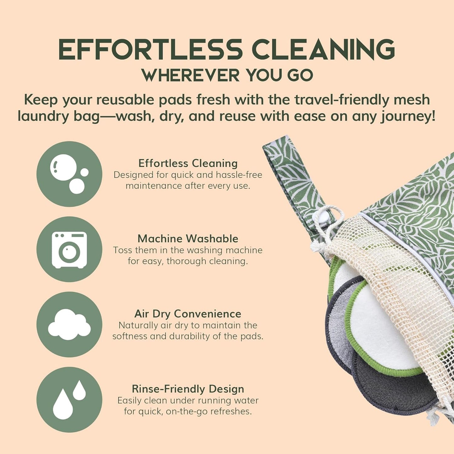 Greenzla Reusable Makeup Remover Pads Travel Set - 12 Pack Microfiber Cotton Pads, Dark Charcoal Cotton Rounds, and Bamboo Terry Face Wipes for All Skin Types with Mesh Laundry Bag and Travel Pouch