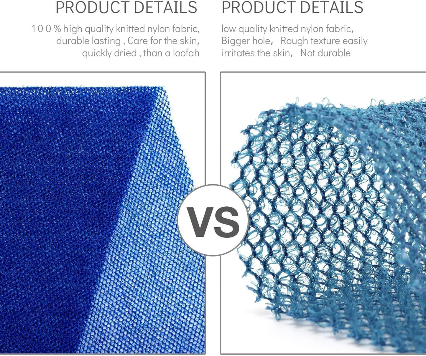 UJFQBH 3 Pieces African Bath Sponge African Net Long Net Bath Sponge Exfoliating Shower Body Scrubber Back Scrubber Skin Smoother,Great for Daily Use(Blue,Black,Off-White)