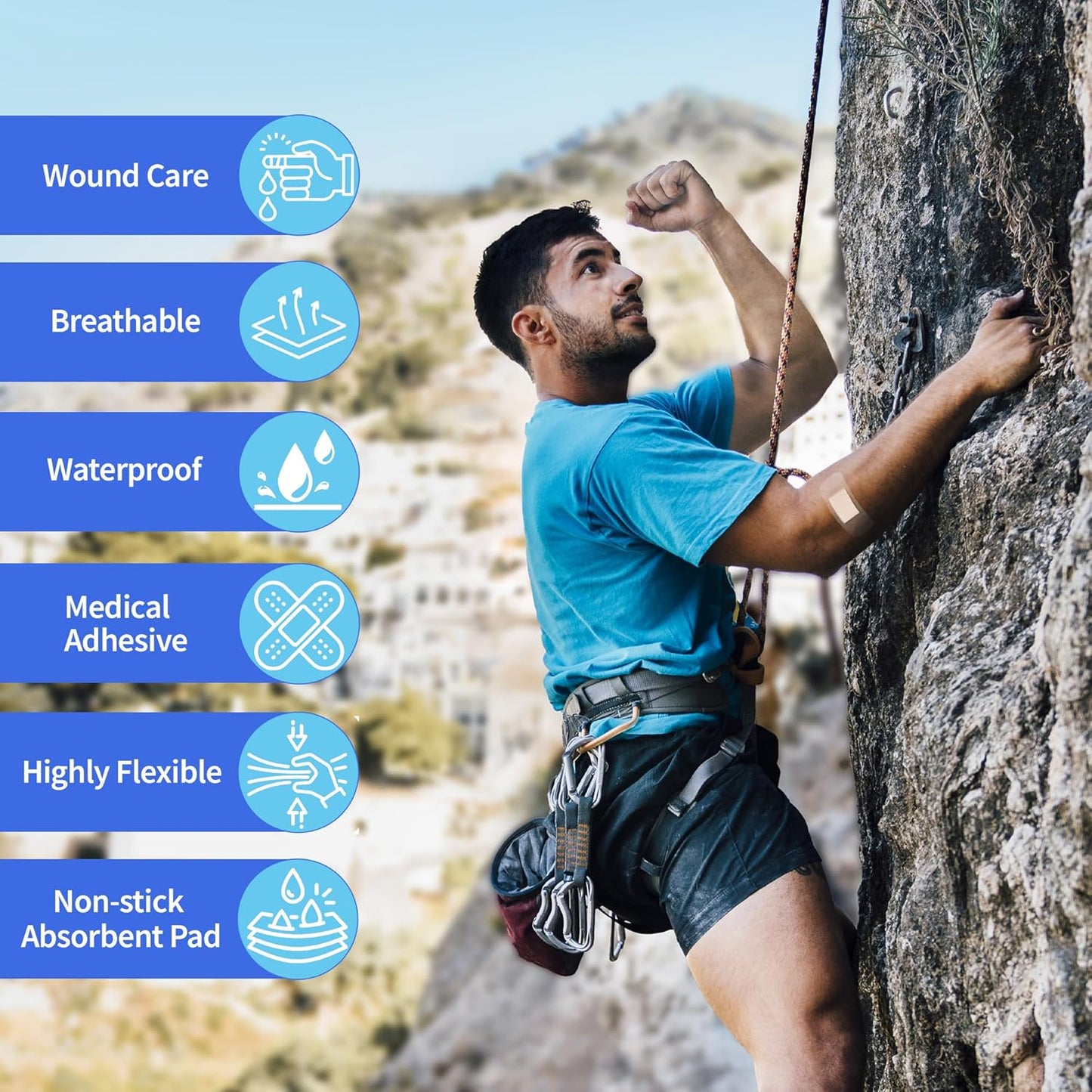 Waterproof Bandages, Clear Adhesive Bandages for First-Aid, Wound Care, Fingers, Knees and Heels, Stays on Skin in The Bath, Shower or Pool, Assorted Sizes, 50 Count